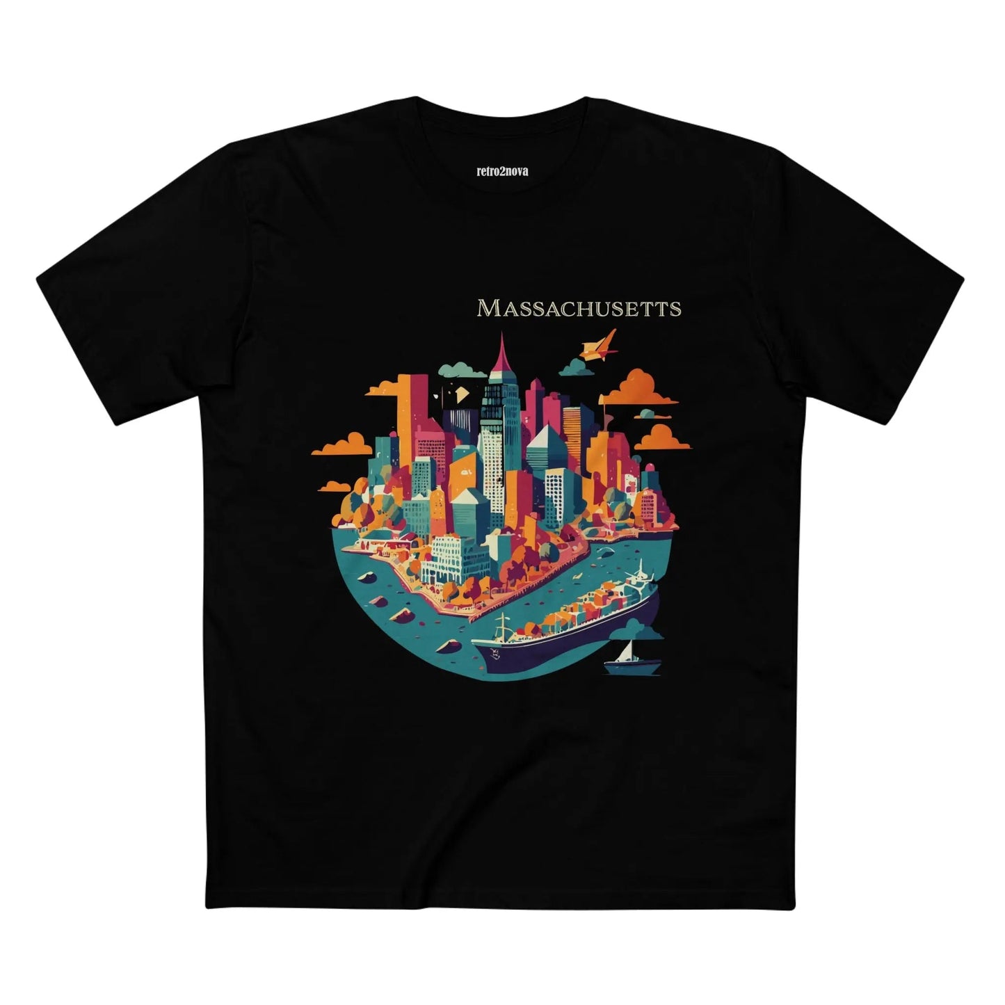 Massachusetts State Shirt Unisex Premium Cotton Art Tee With Original Design By Retro2Nova