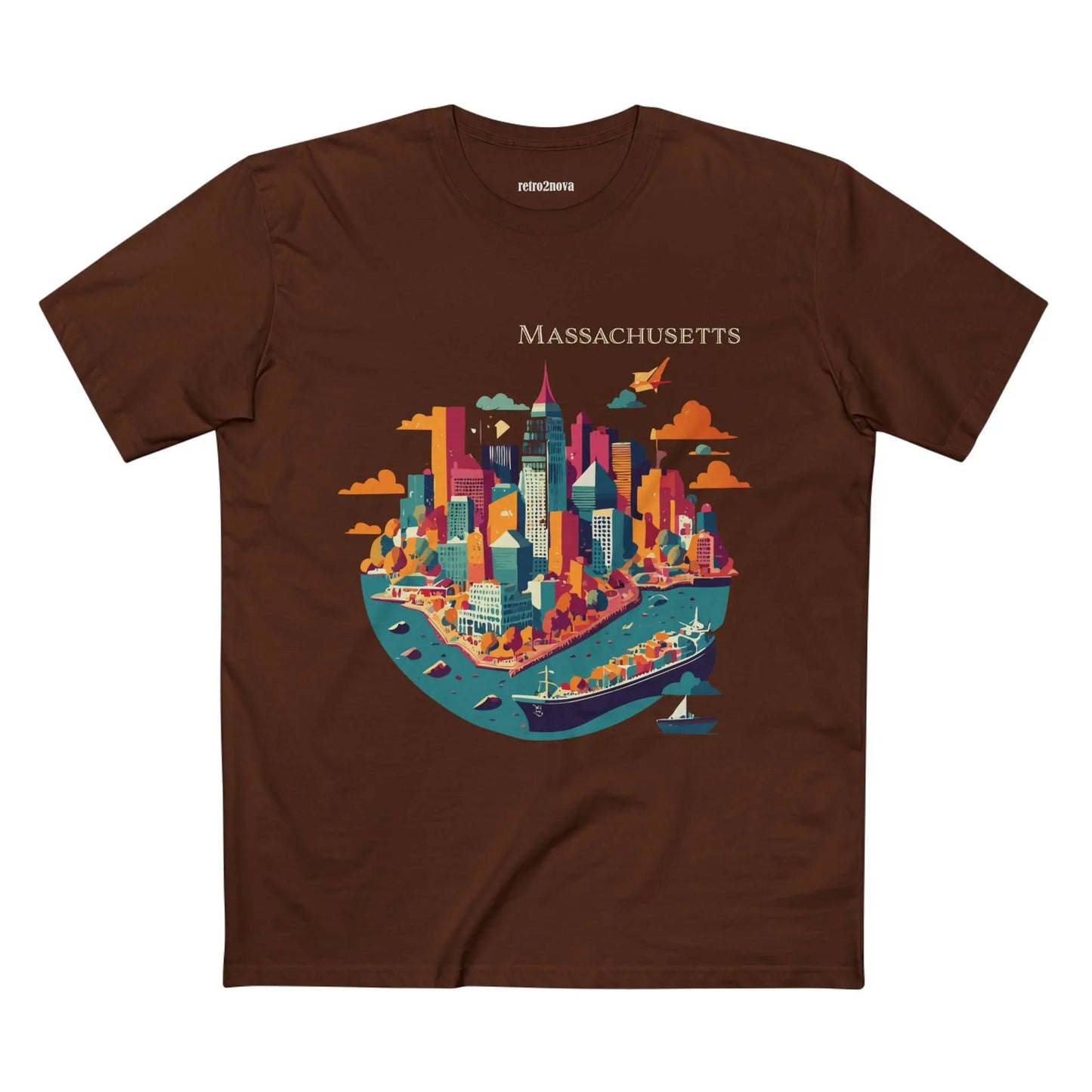 Massachusetts State Shirt Unisex Premium Cotton Art Tee With Original Design By Retro2Nova