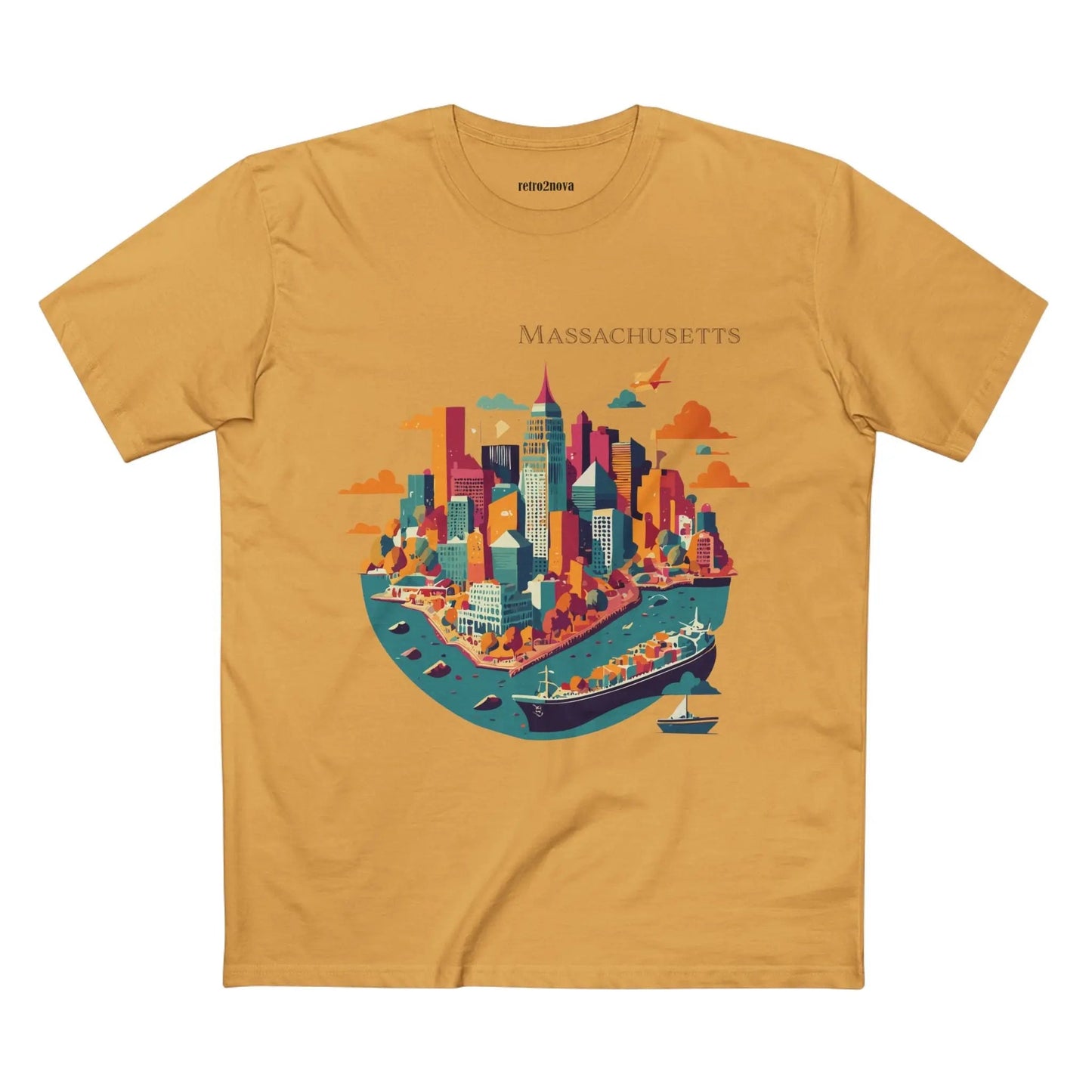 Massachusetts State Shirt Unisex Premium Cotton Art Tee With Original Design By Retro2Nova