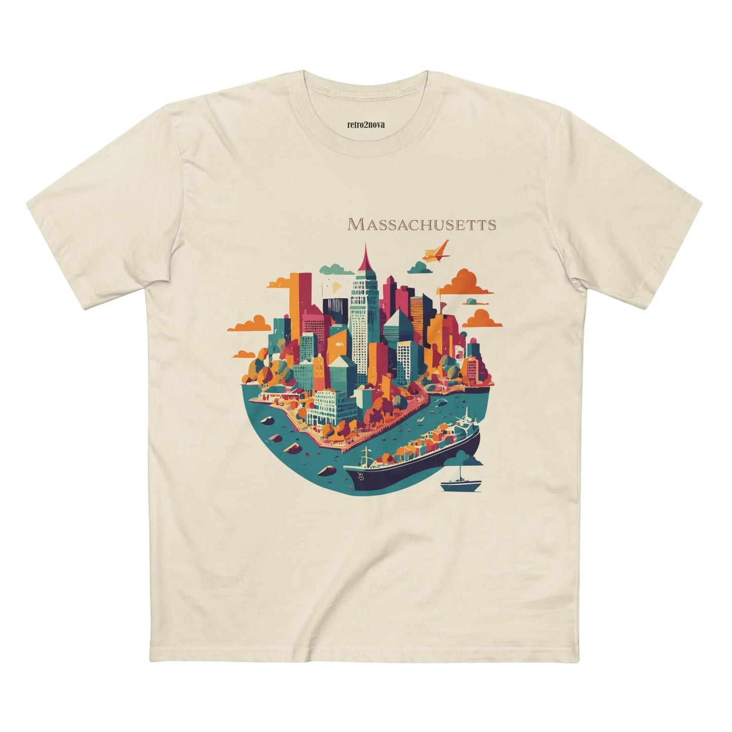 Massachusetts State Shirt Unisex Premium Cotton Art Tee With Original Design By Retro2Nova