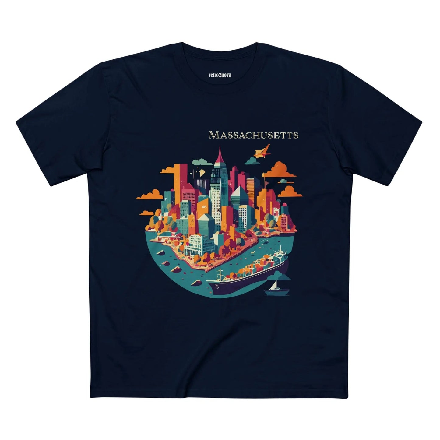 Massachusetts State Shirt Unisex Premium Cotton Art Tee With Original Design By Retro2Nova