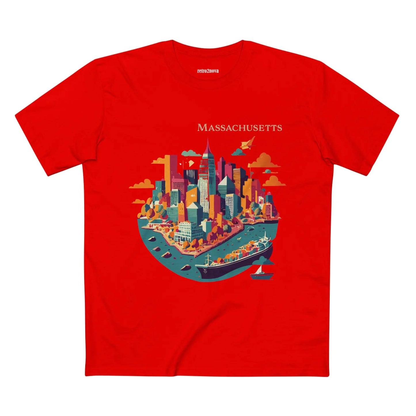 Massachusetts State Shirt Unisex Premium Cotton Art Tee With Original Design By Retro2Nova