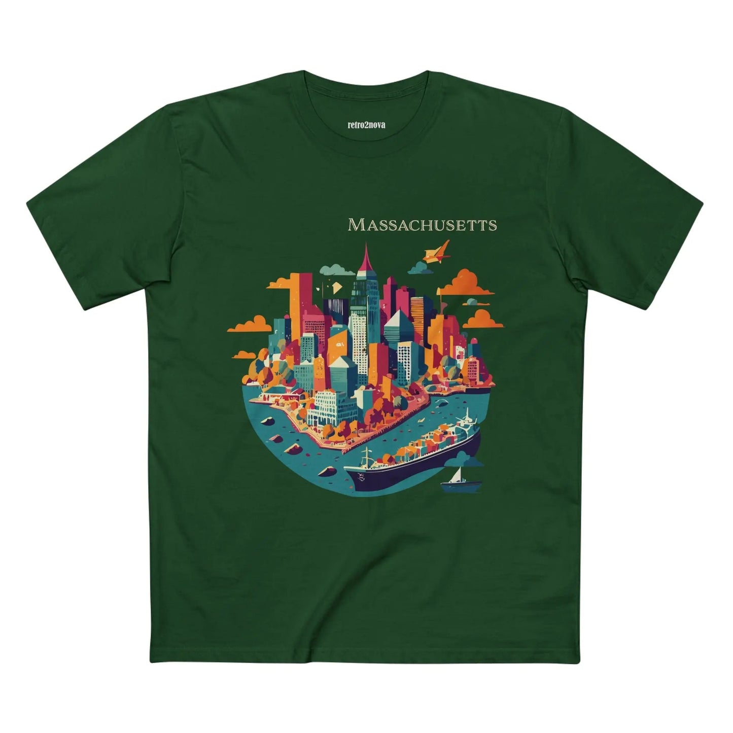 Massachusetts State Shirt Unisex Premium Cotton Art Tee With Original Design By Retro2Nova