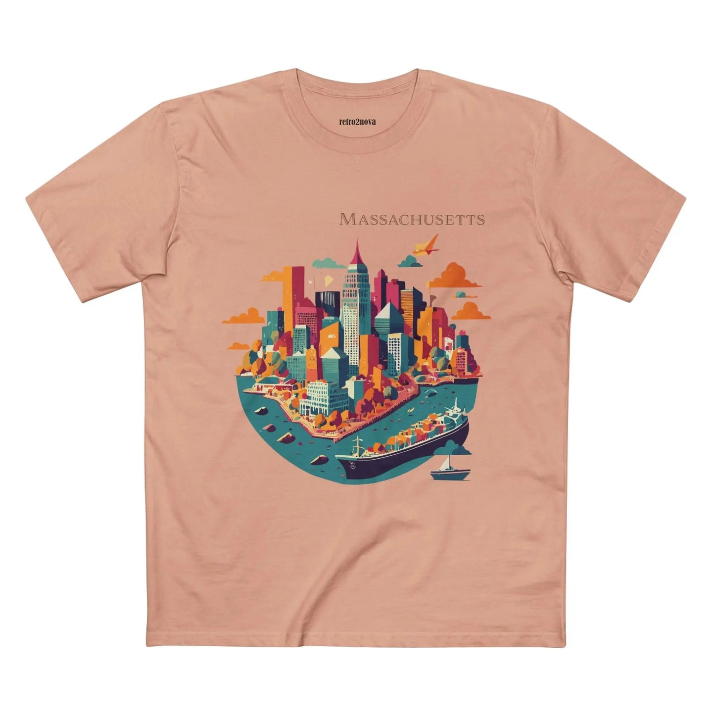 Massachusetts State Shirt Unisex Premium Cotton Art Tee With Original Design By Retro2Nova