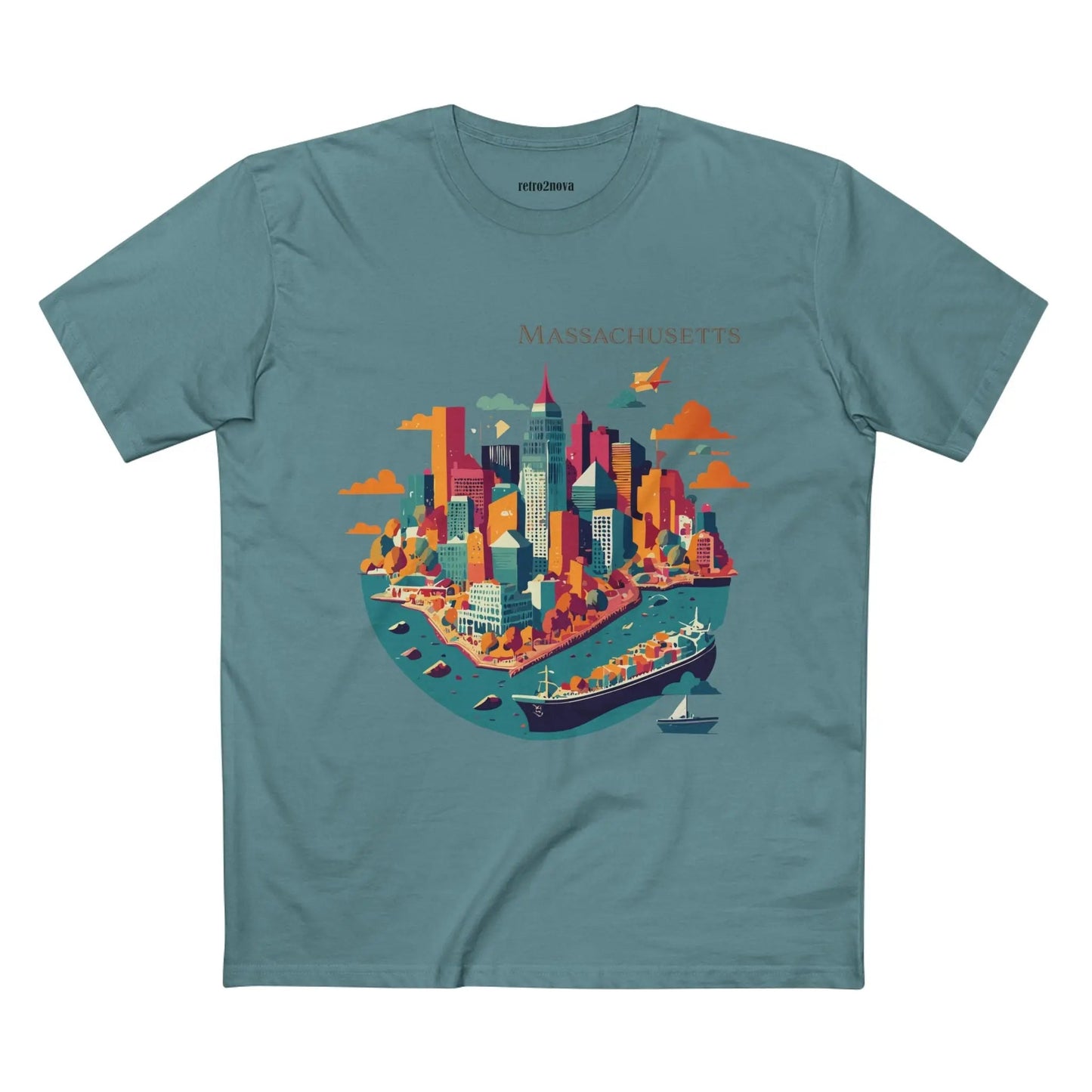 Massachusetts State Shirt Unisex Premium Cotton Art Tee With Original Design By Retro2Nova