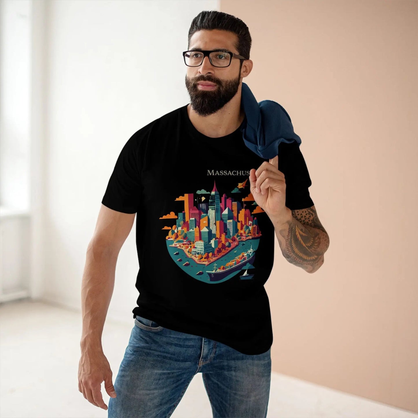 Massachusetts State Shirt Unisex Premium Cotton Art Tee With Original Design By Retro2Nova
