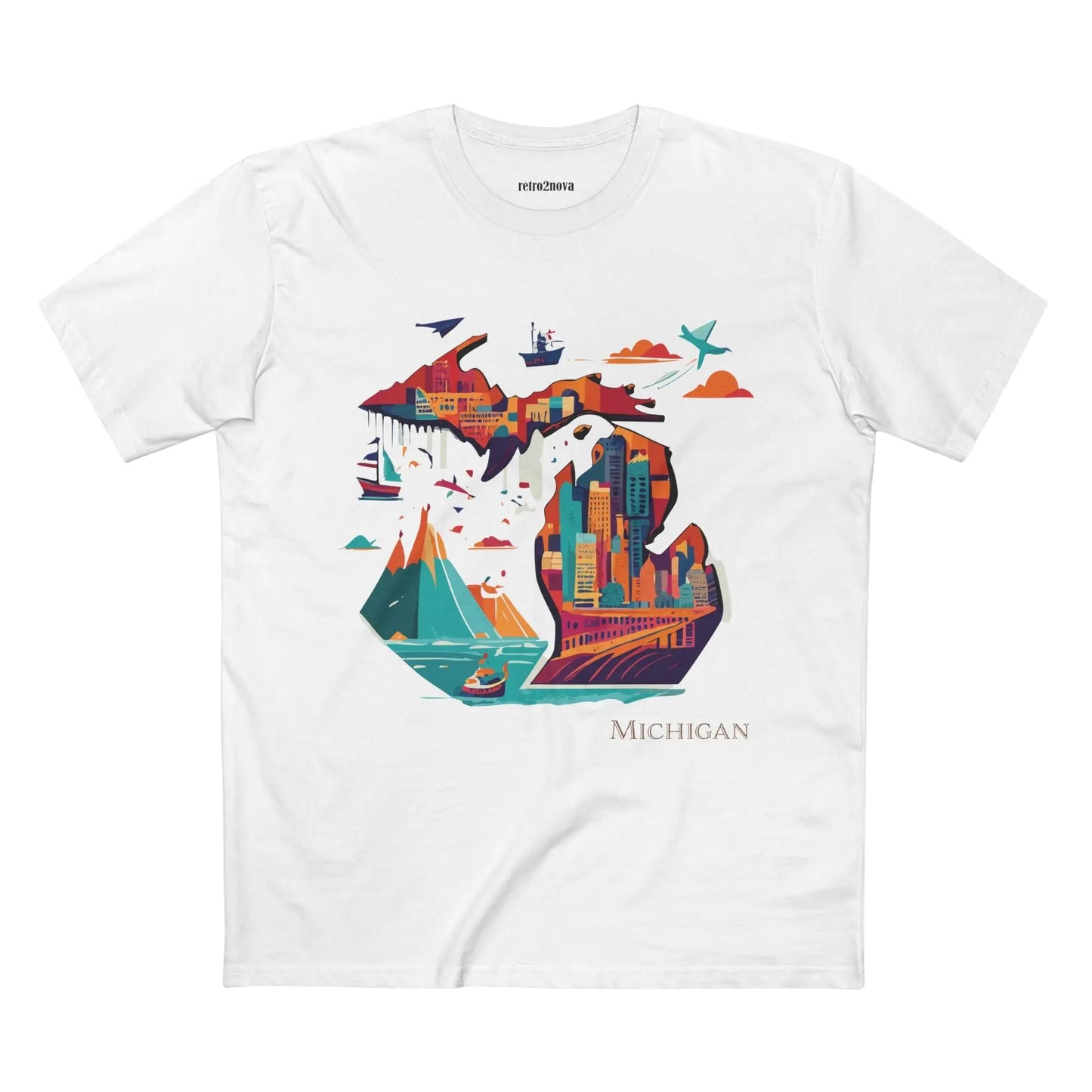 Michigan State Shirt Unisex Premium Cotton Tee With Original Art Design By Retro2Nova