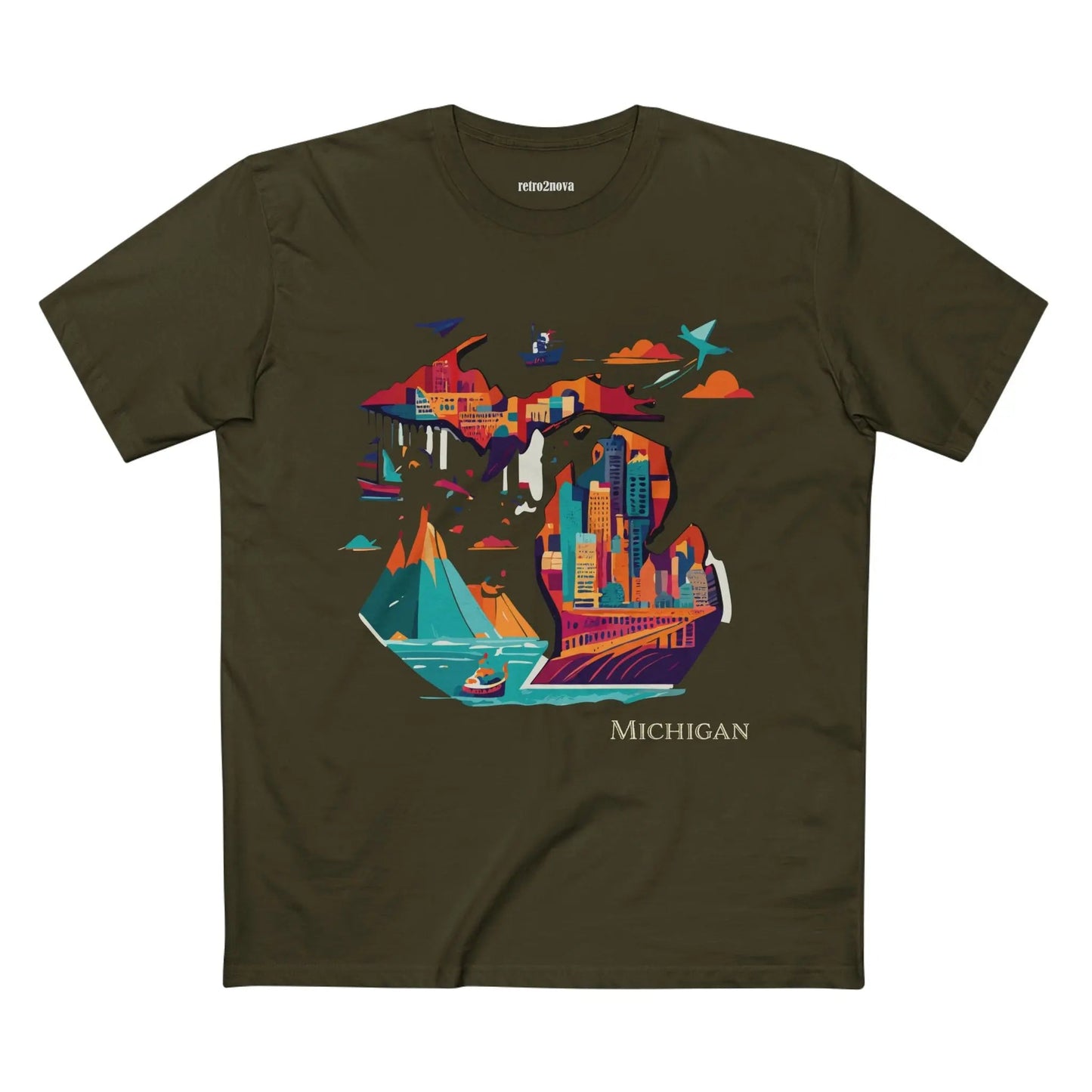 Michigan State Shirt Unisex Premium Cotton Tee With Original Art Design By Retro2Nova