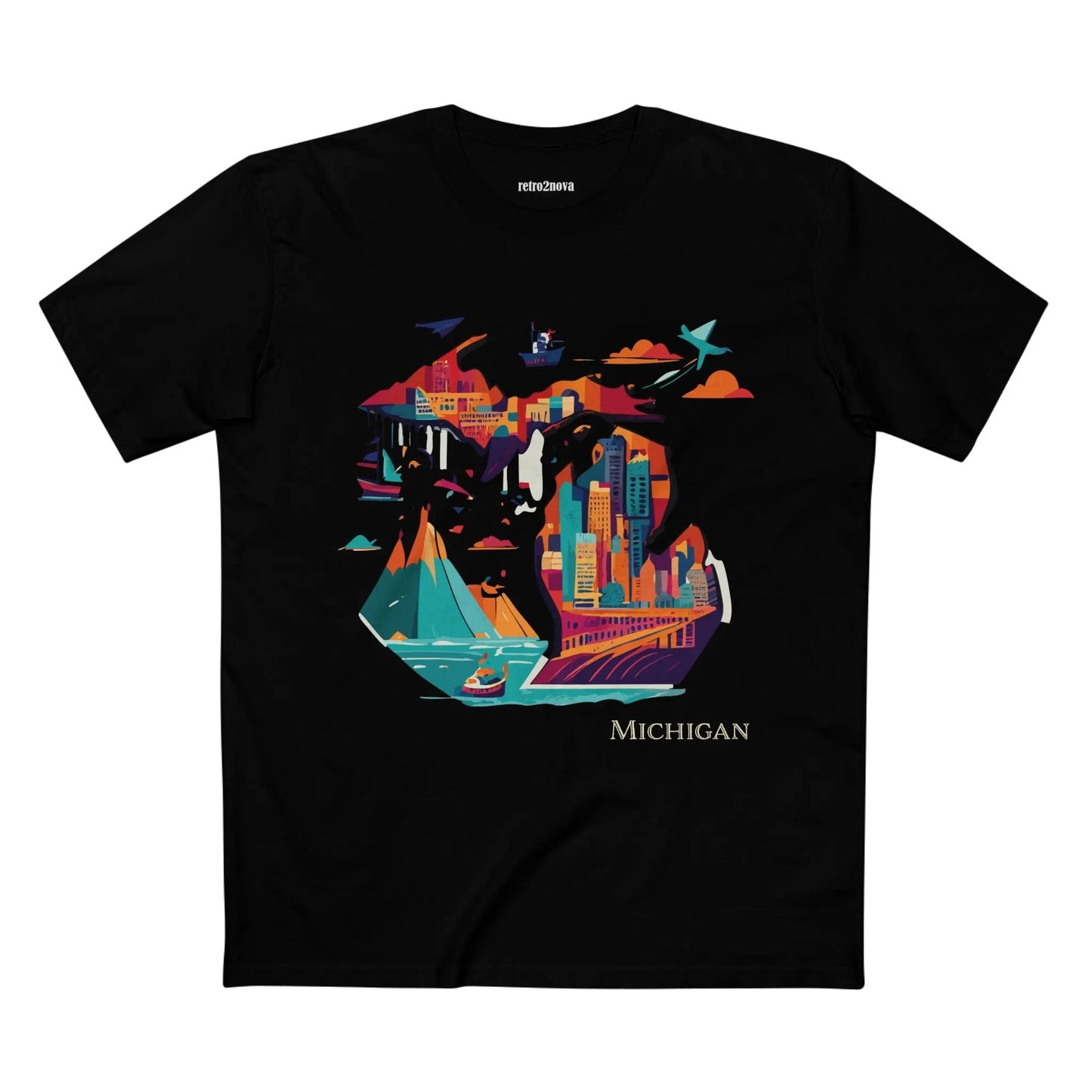 Michigan State Shirt Unisex Premium Cotton Tee With Original Art Design By Retro2Nova
