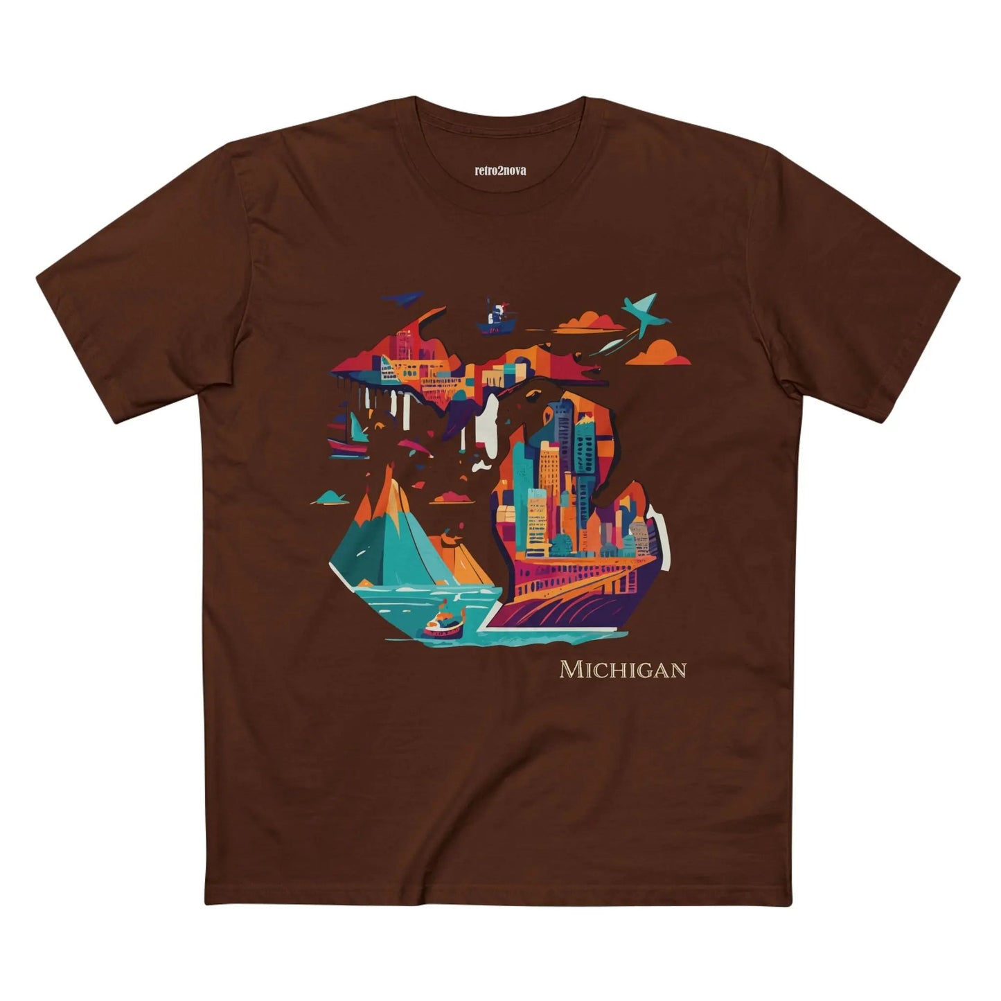 Michigan State Shirt Unisex Premium Cotton Tee With Original Art Design By Retro2Nova