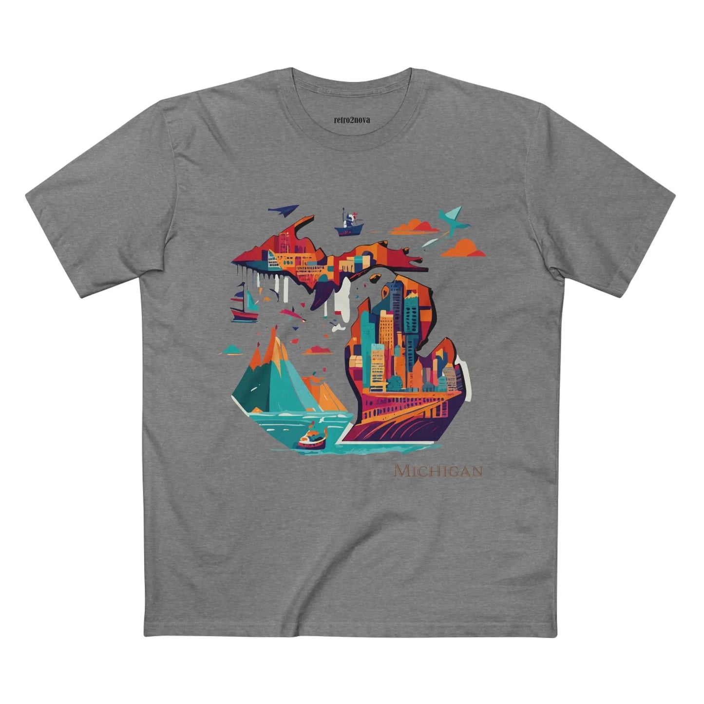 Michigan State Shirt Unisex Premium Cotton Tee With Original Art Design By Retro2Nova