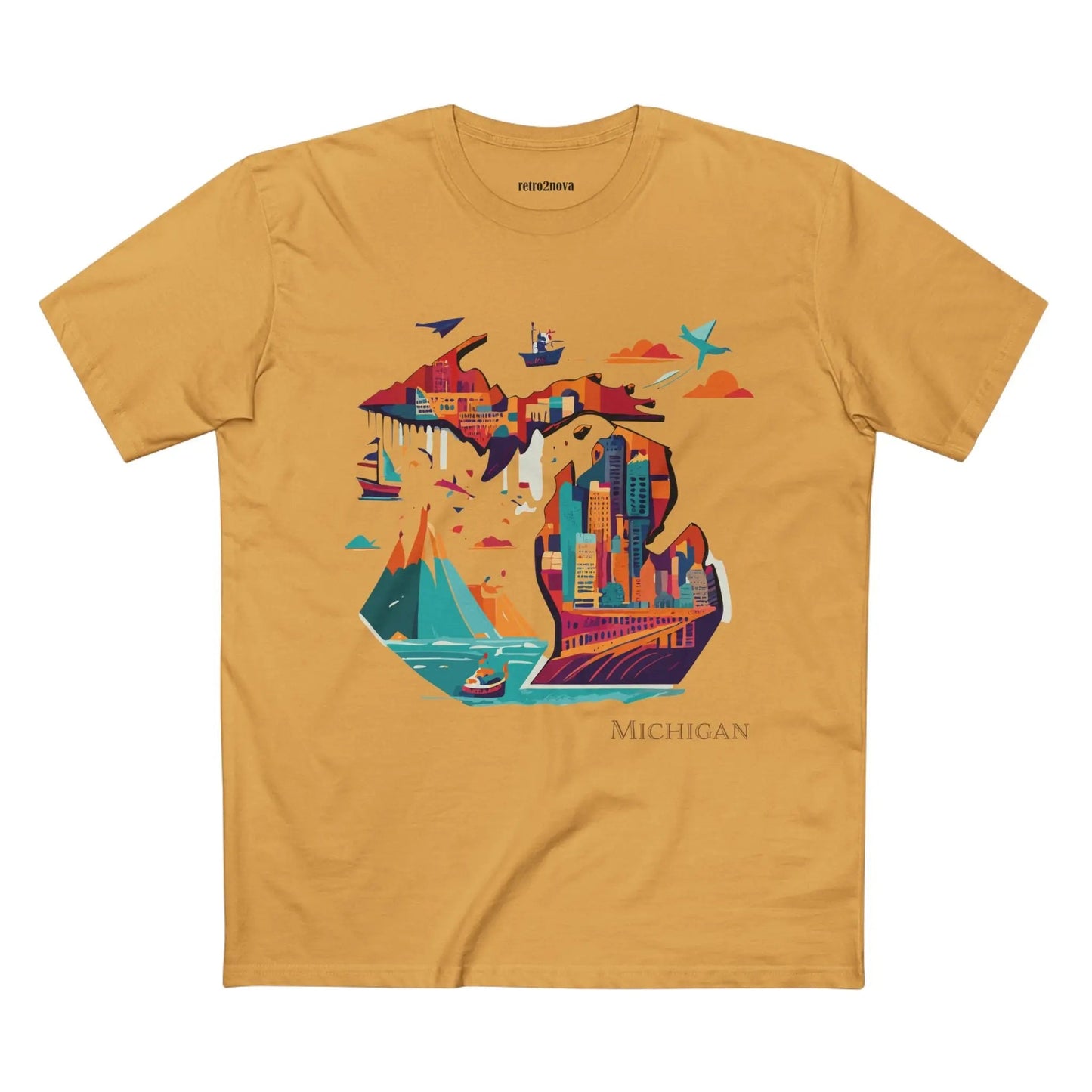 Michigan State Shirt Unisex Premium Cotton Tee With Original Art Design By Retro2Nova