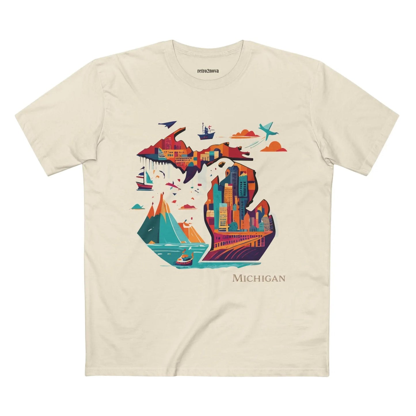 Michigan State Shirt Unisex Premium Cotton Tee With Original Art Design By Retro2Nova