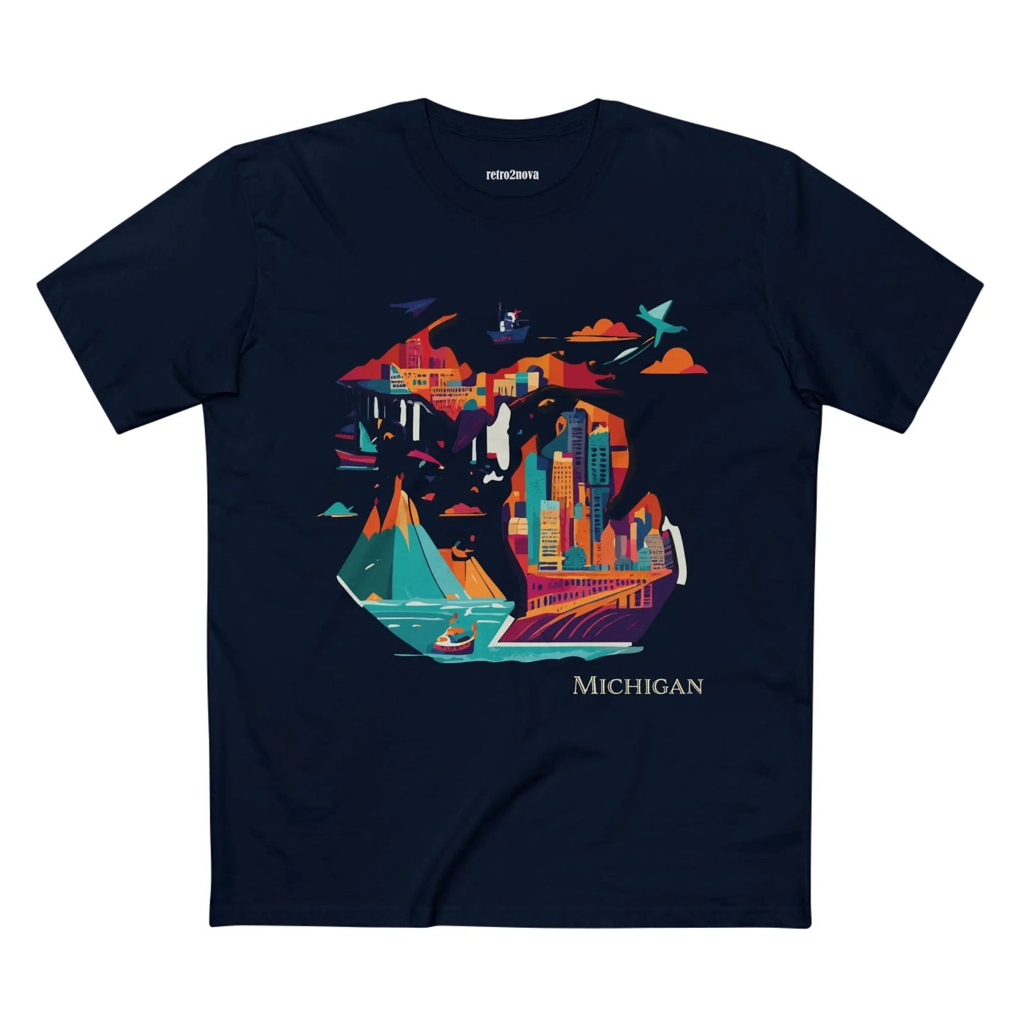 Michigan State Shirt Unisex Premium Cotton Tee With Original Art Design By Retro2Nova