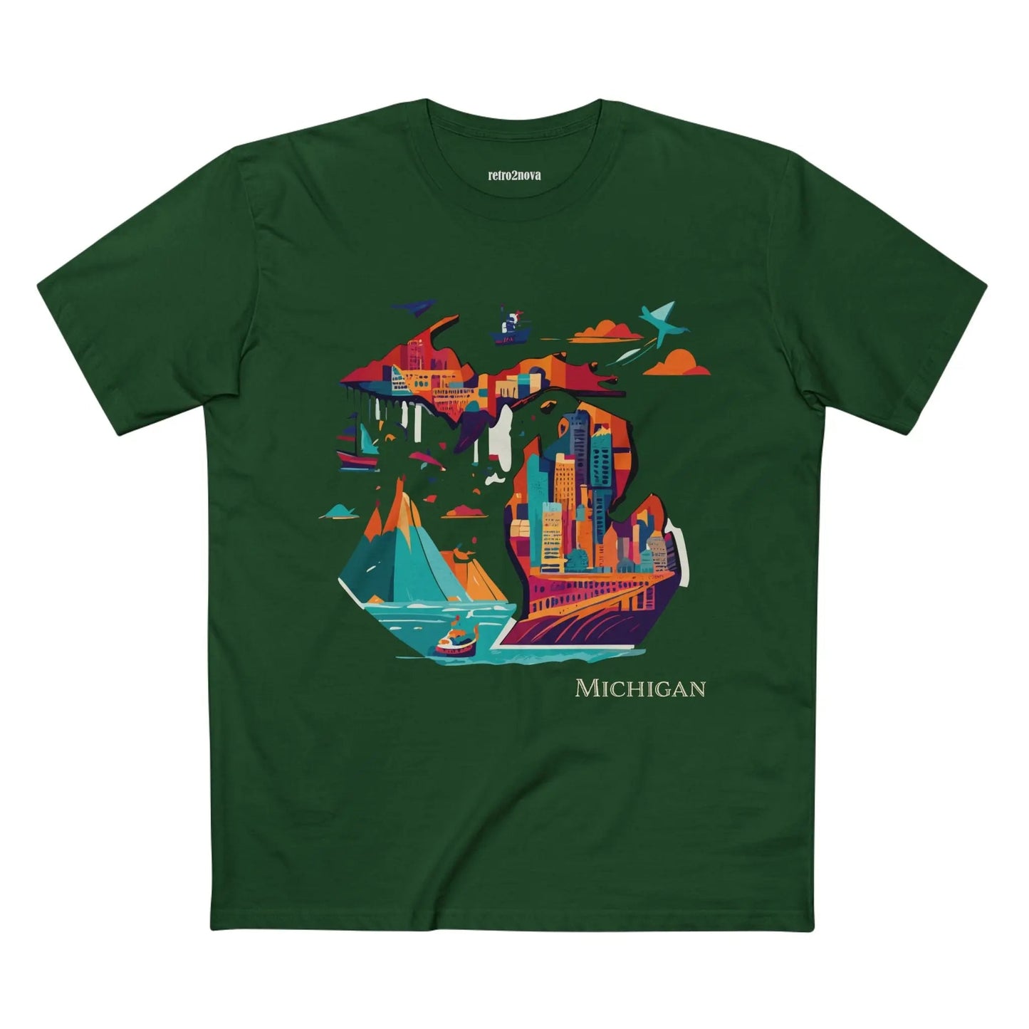 Michigan State Shirt Unisex Premium Cotton Tee With Original Art Design By Retro2Nova