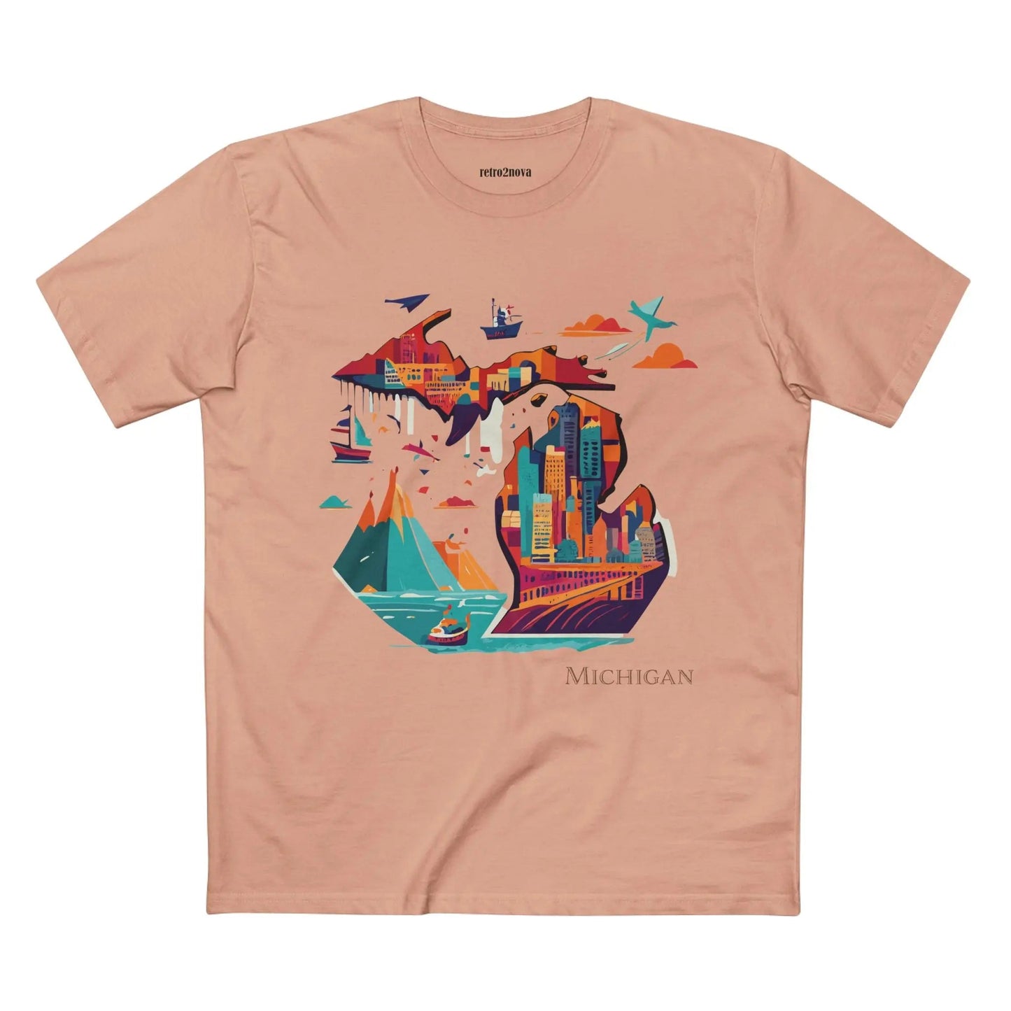 Michigan State Shirt Unisex Premium Cotton Tee With Original Art Design By Retro2Nova