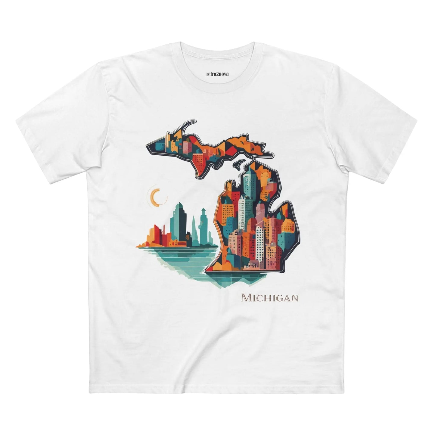 Michigan State Shirt Unisex Premium Cotton Tee With Original Art By Retro2Nova Art Collection