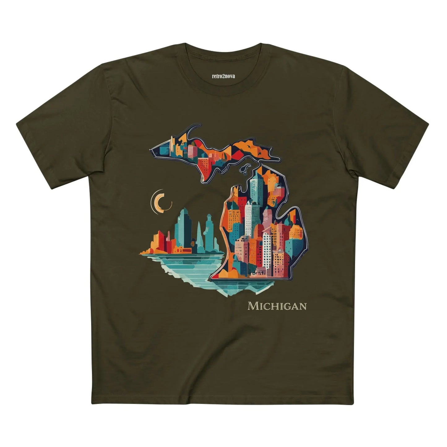 Michigan State Shirt Unisex Premium Cotton Tee With Original Art By Retro2Nova Art Collection