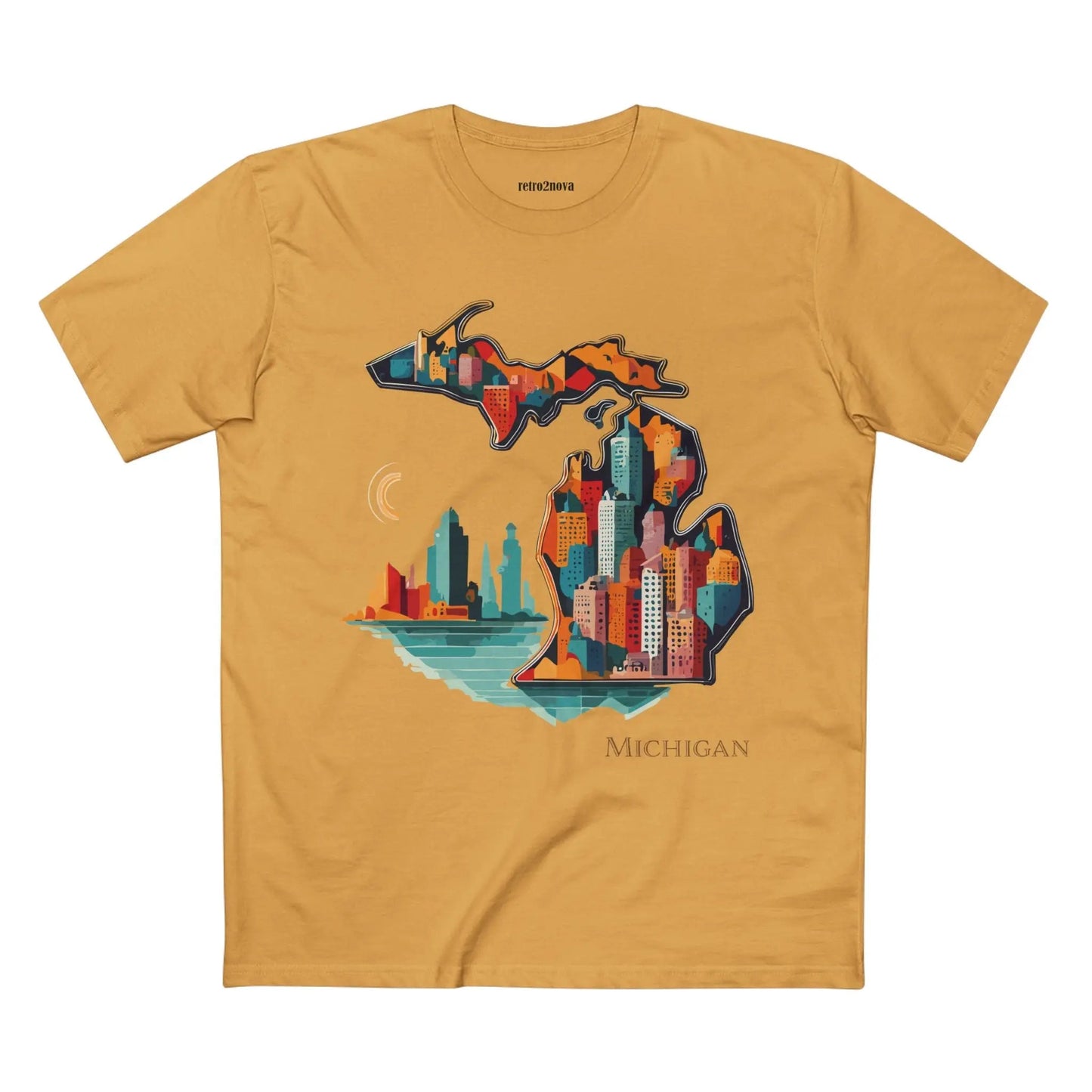 Michigan State Shirt Unisex Premium Cotton Tee With Original Art By Retro2Nova Art Collection