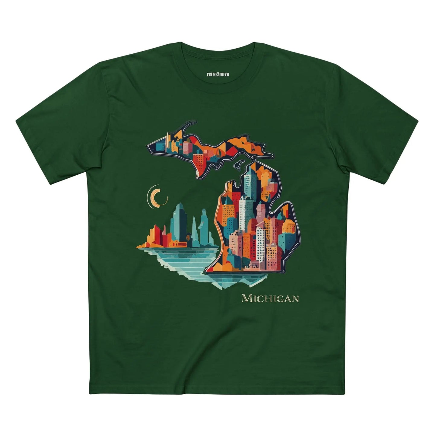 Michigan State Shirt Unisex Premium Cotton Tee With Original Art By Retro2Nova Art Collection