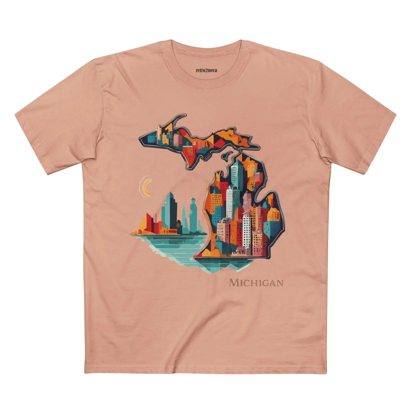 Michigan State Shirt Unisex Premium Cotton Tee With Original Art By Retro2Nova Art Collection