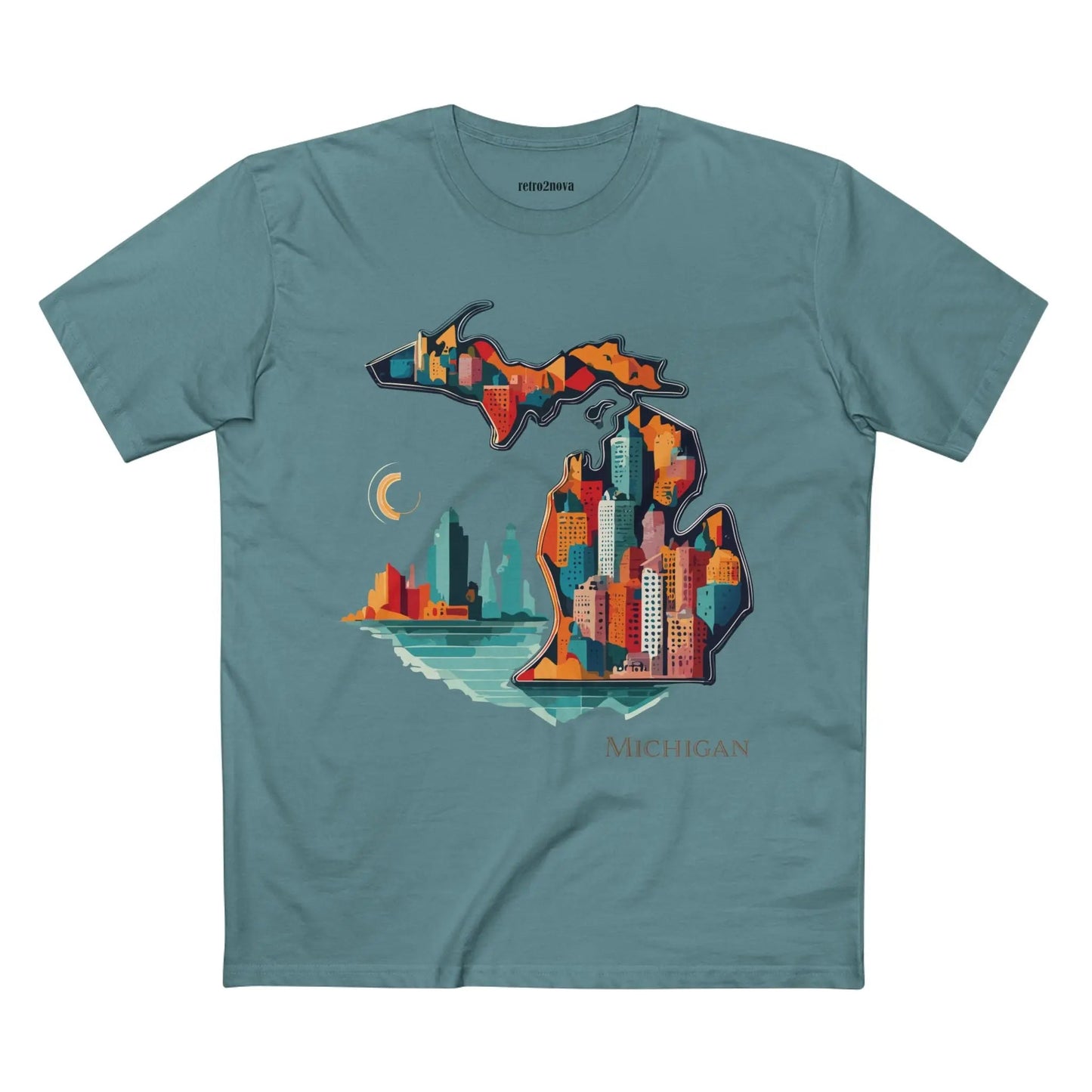 Michigan State Shirt Unisex Premium Cotton Tee With Original Art By Retro2Nova Art Collection
