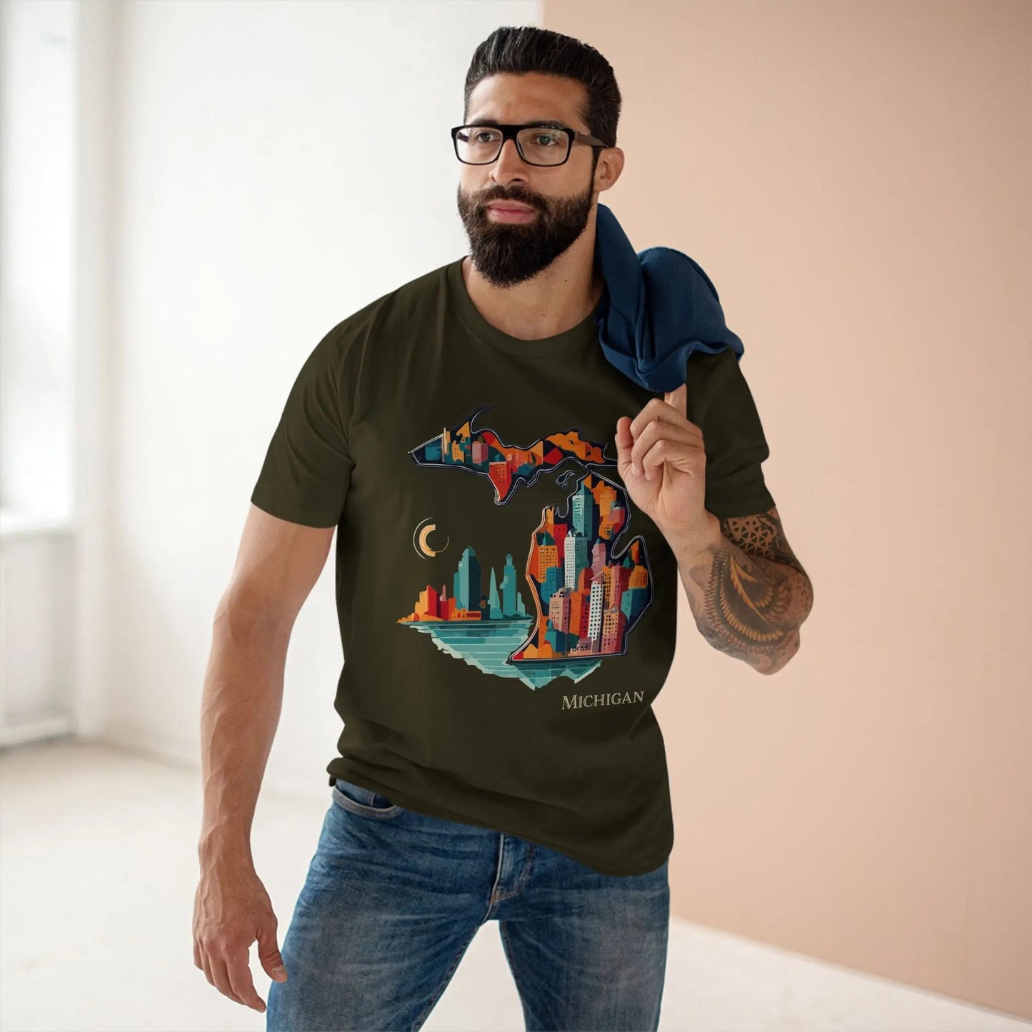 Michigan State Shirt Unisex Premium Cotton Tee With Original Art By Retro2Nova Art Collection
