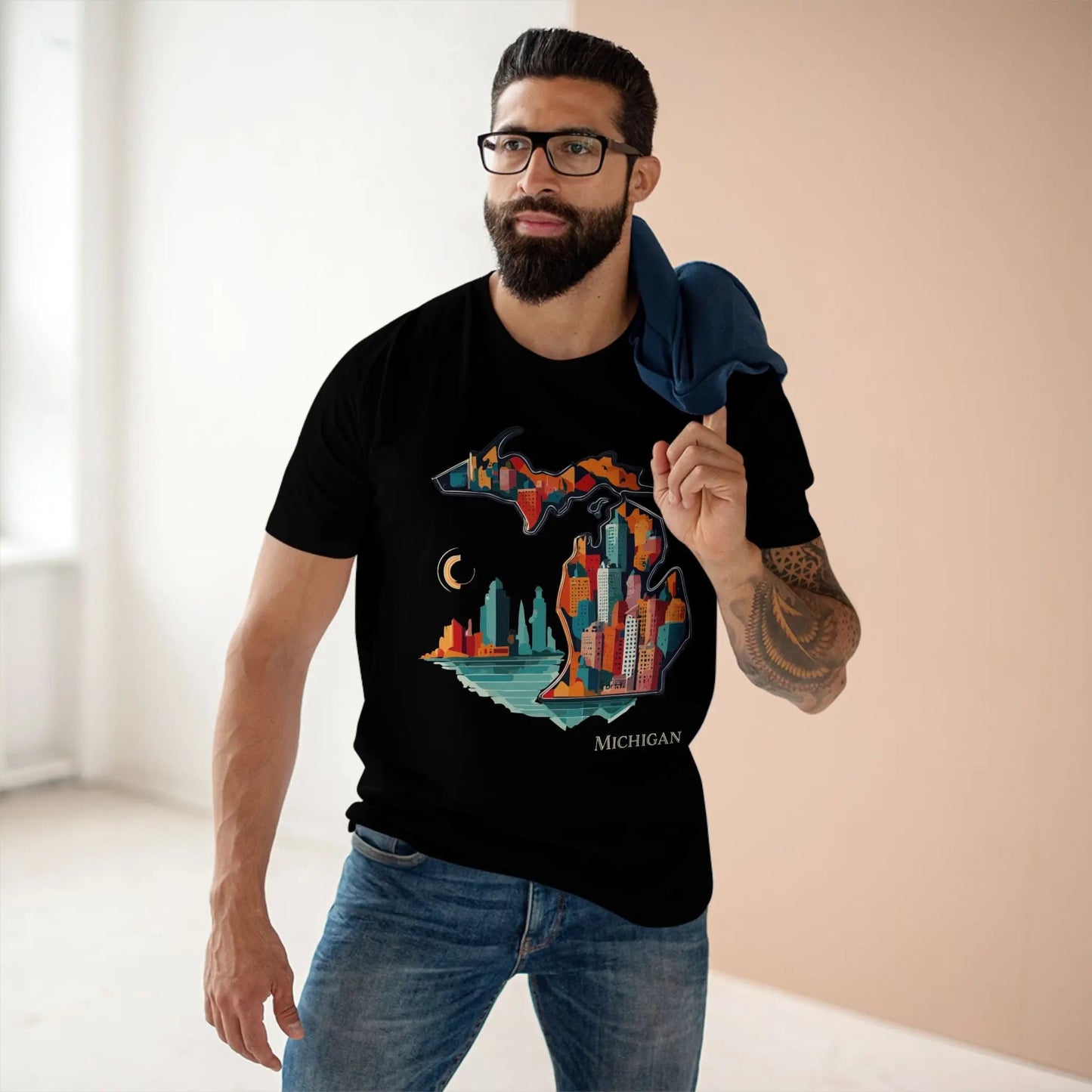Michigan State Shirt Unisex Premium Cotton Tee With Original Art By Retro2Nova Art Collection