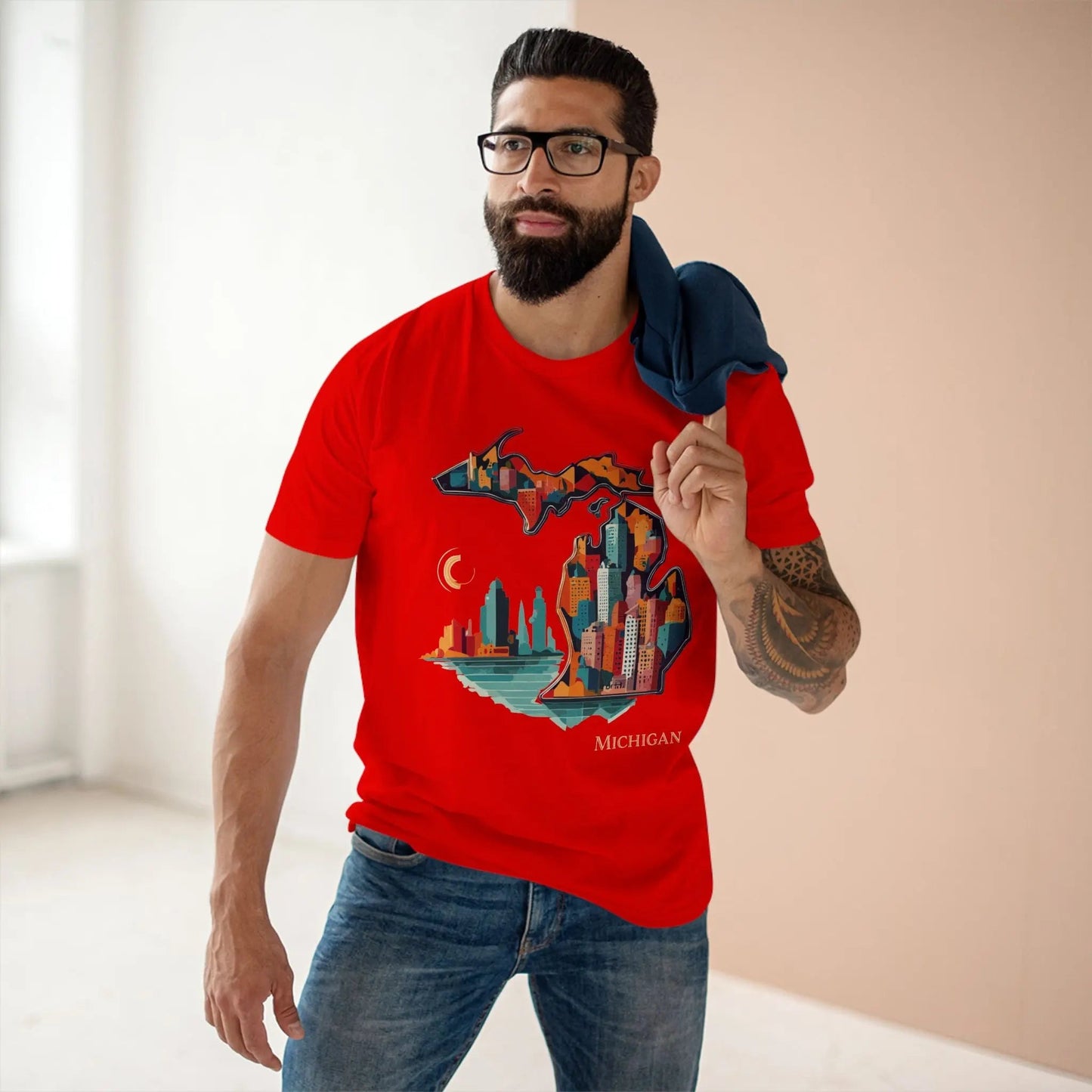 Michigan State Shirt Unisex Premium Cotton Tee With Original Art By Retro2Nova Art Collection