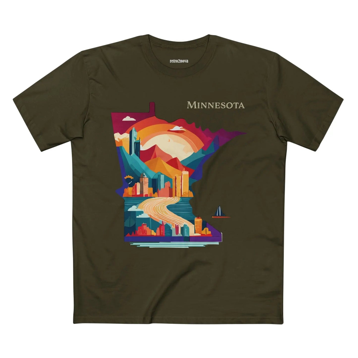 Minnesota State Shirt Unisex Premium Cotton Tee With Original Art Design By Retro2Nova