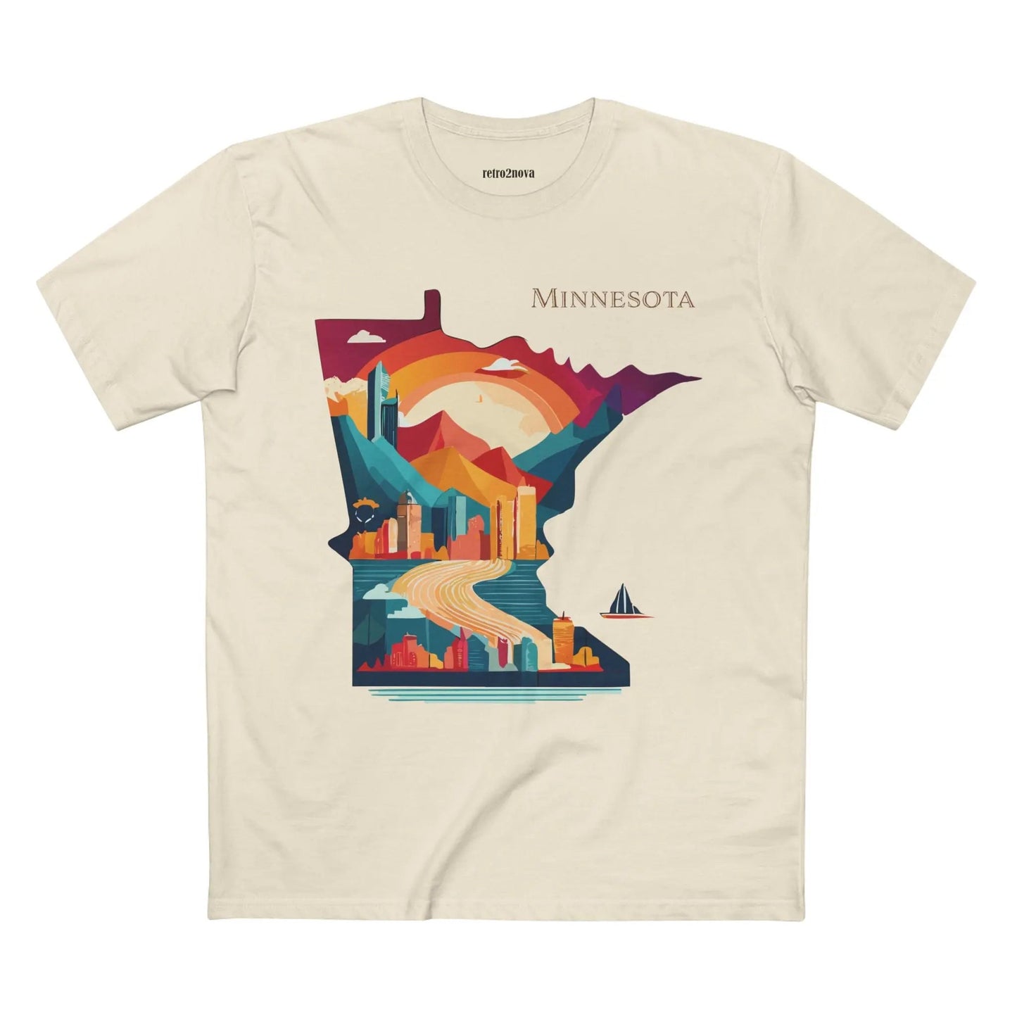 Minnesota State Shirt Unisex Premium Cotton Tee With Original Art Design By Retro2Nova