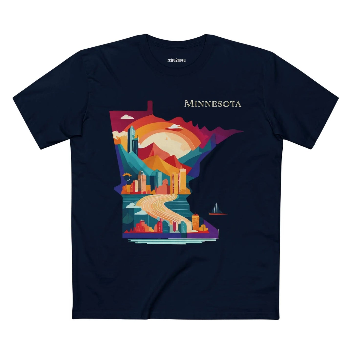 Minnesota State Shirt Unisex Premium Cotton Tee With Original Art Design By Retro2Nova