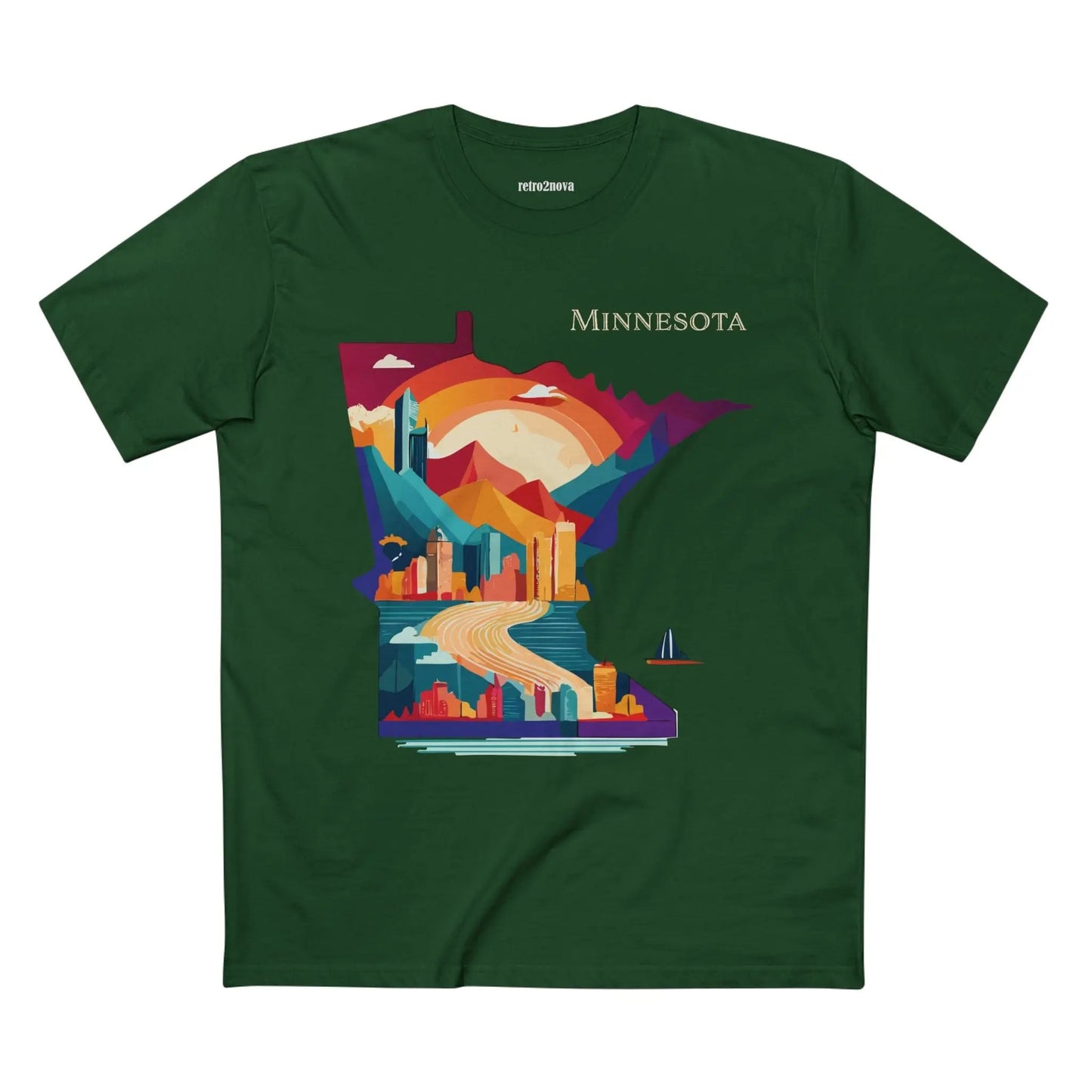 Minnesota State Shirt Unisex Premium Cotton Tee With Original Art Design By Retro2Nova