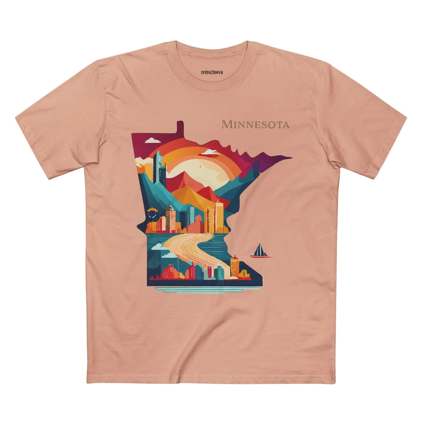 Minnesota State Shirt Unisex Premium Cotton Tee With Original Art Design By Retro2Nova