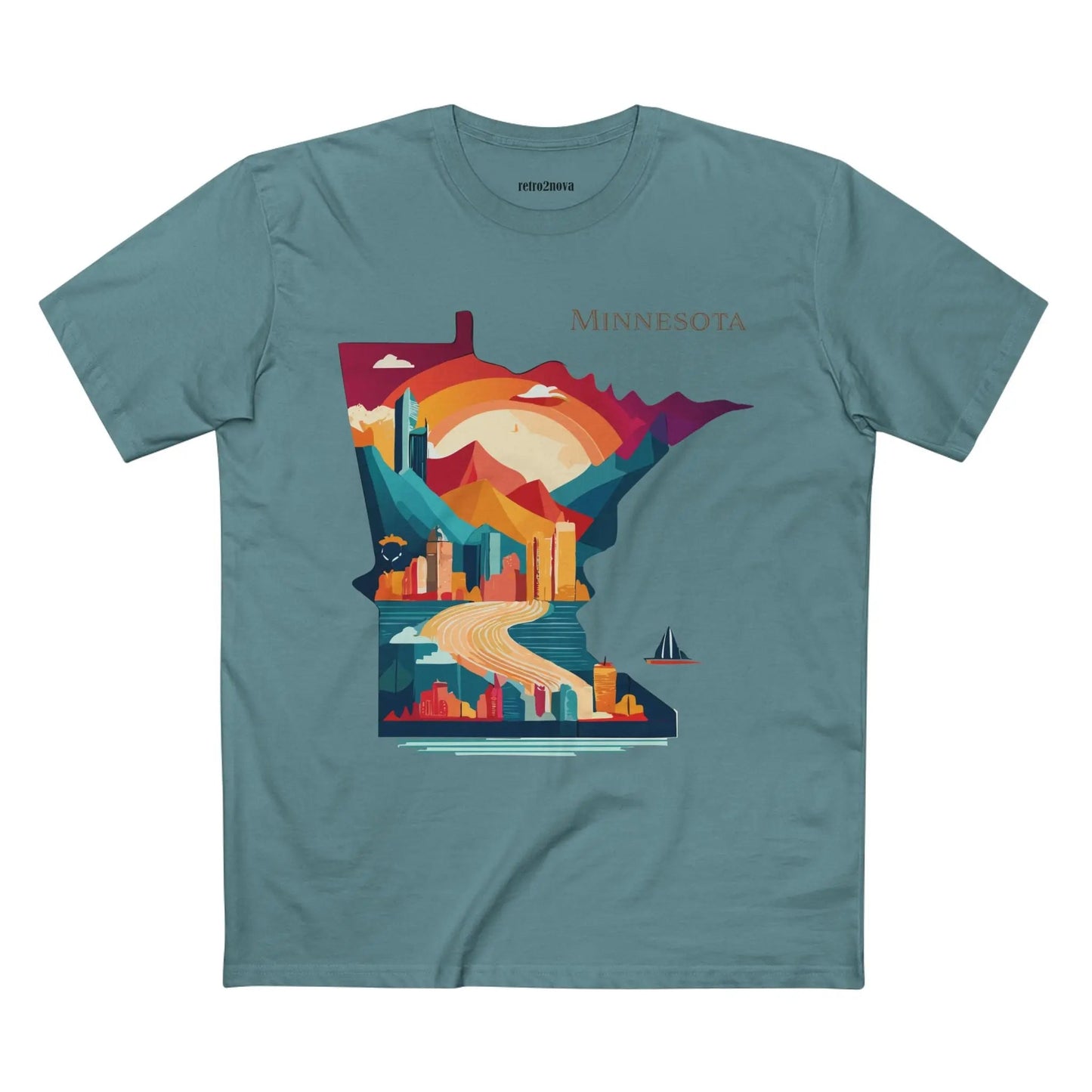 Minnesota State Shirt Unisex Premium Cotton Tee With Original Art Design By Retro2Nova
