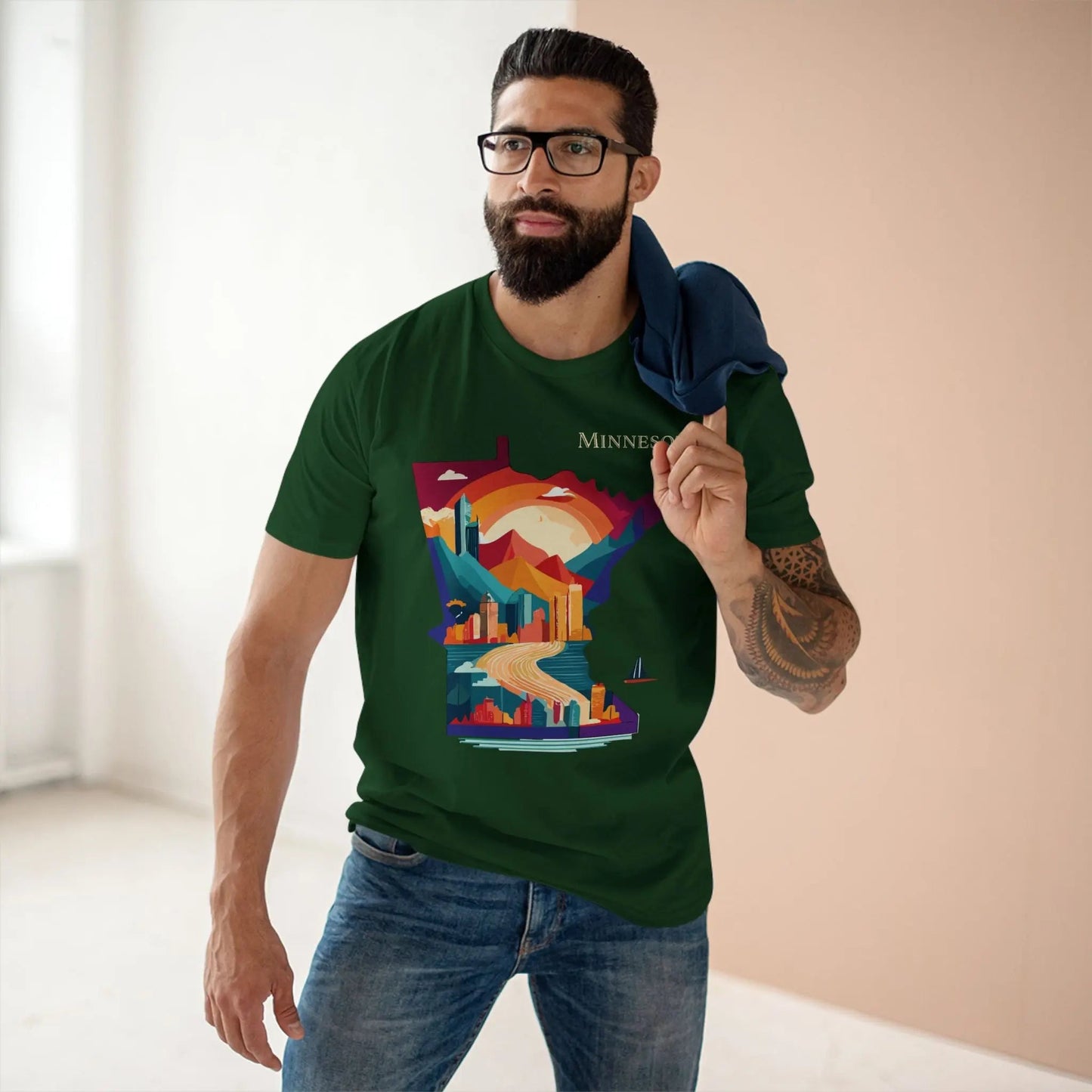 Minnesota State Shirt Unisex Premium Cotton Tee With Original Art Design By Retro2Nova