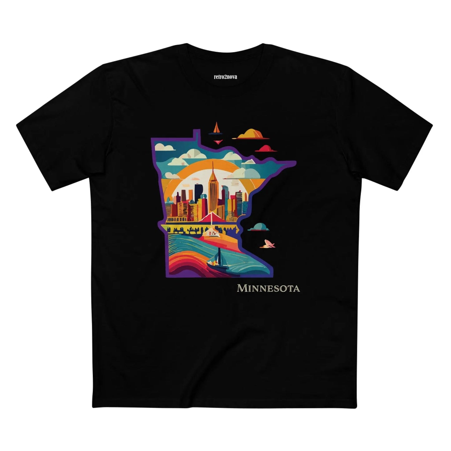Minnesota State Shirt Unisex Premium Cotton Tee With Original Art Design Retro2Nova