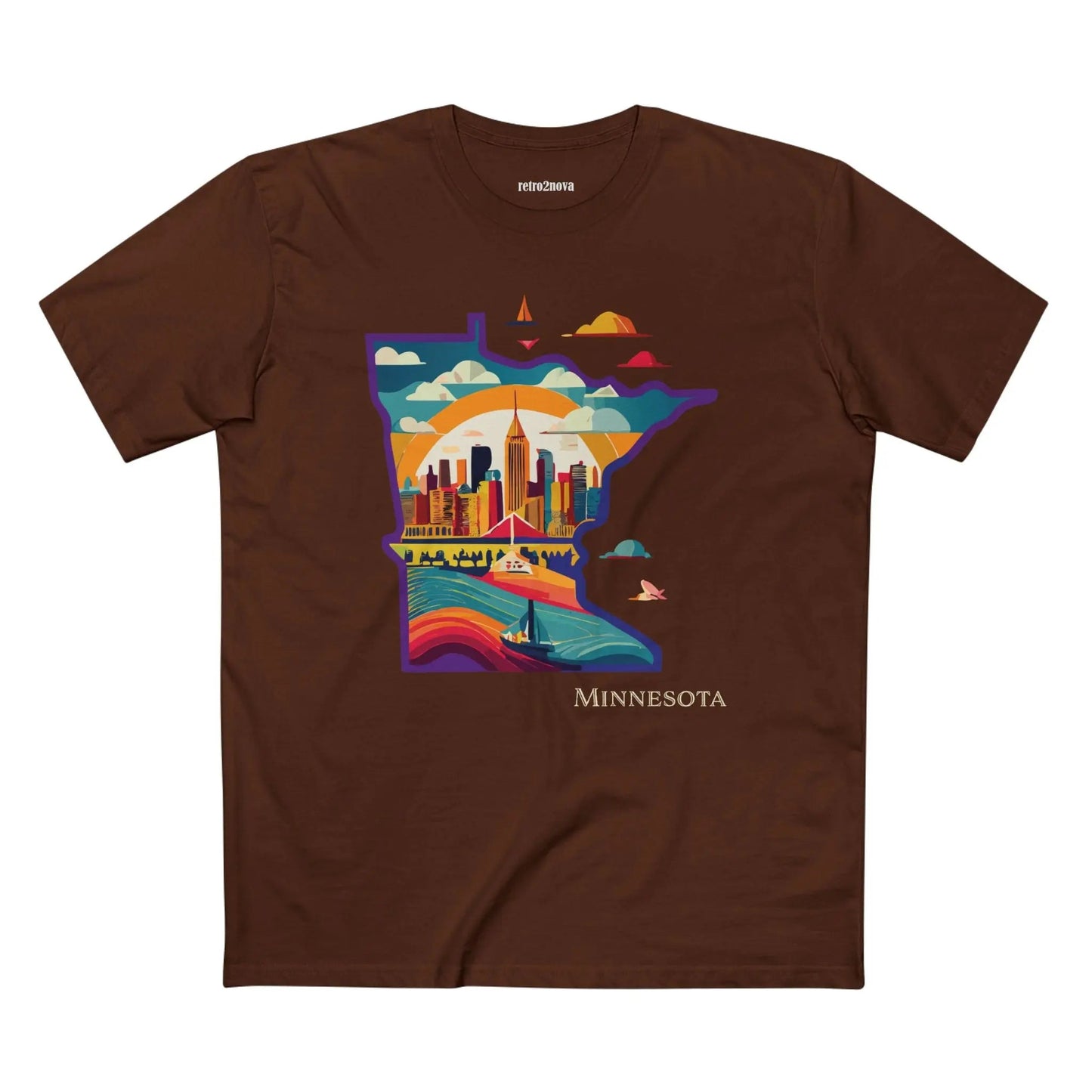 Minnesota State Shirt Unisex Premium Cotton Tee With Original Art Design Retro2Nova
