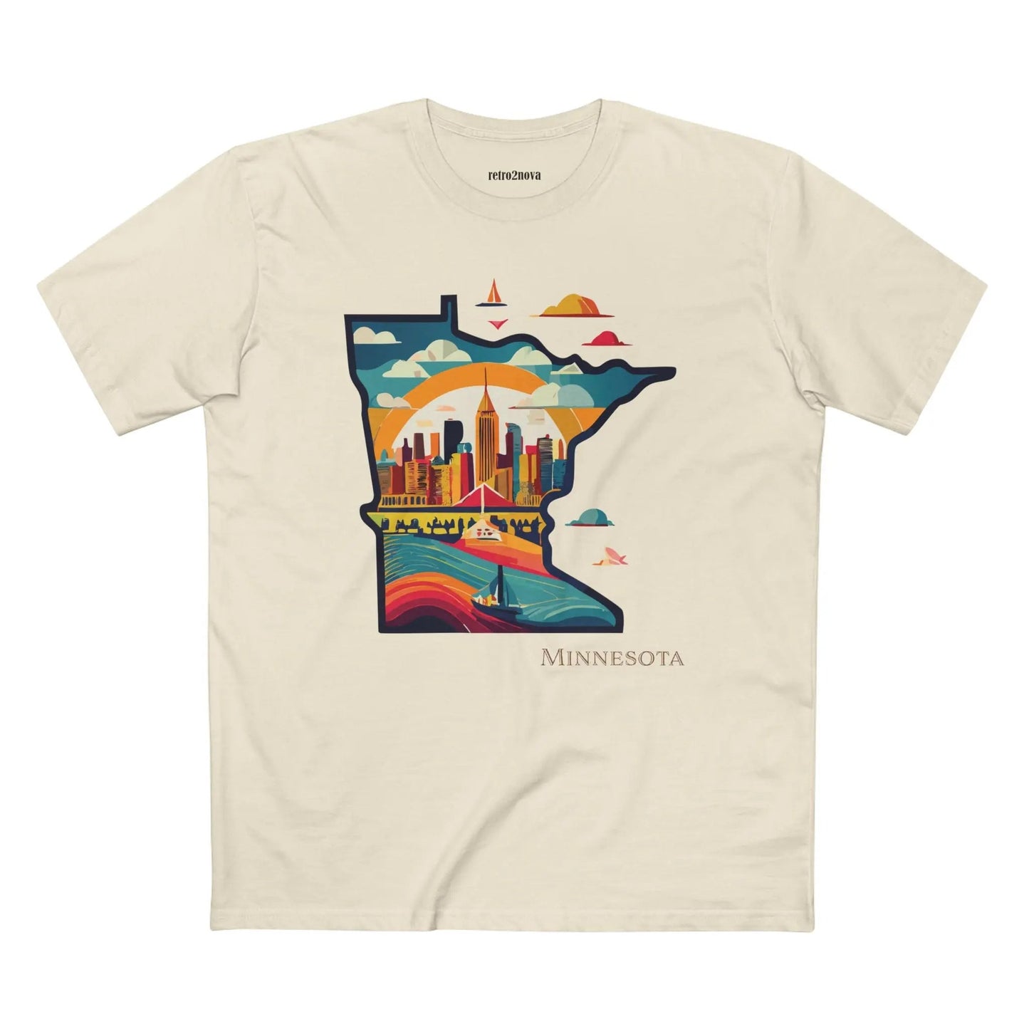 Minnesota State Shirt Unisex Premium Cotton Tee With Original Art Design Retro2Nova