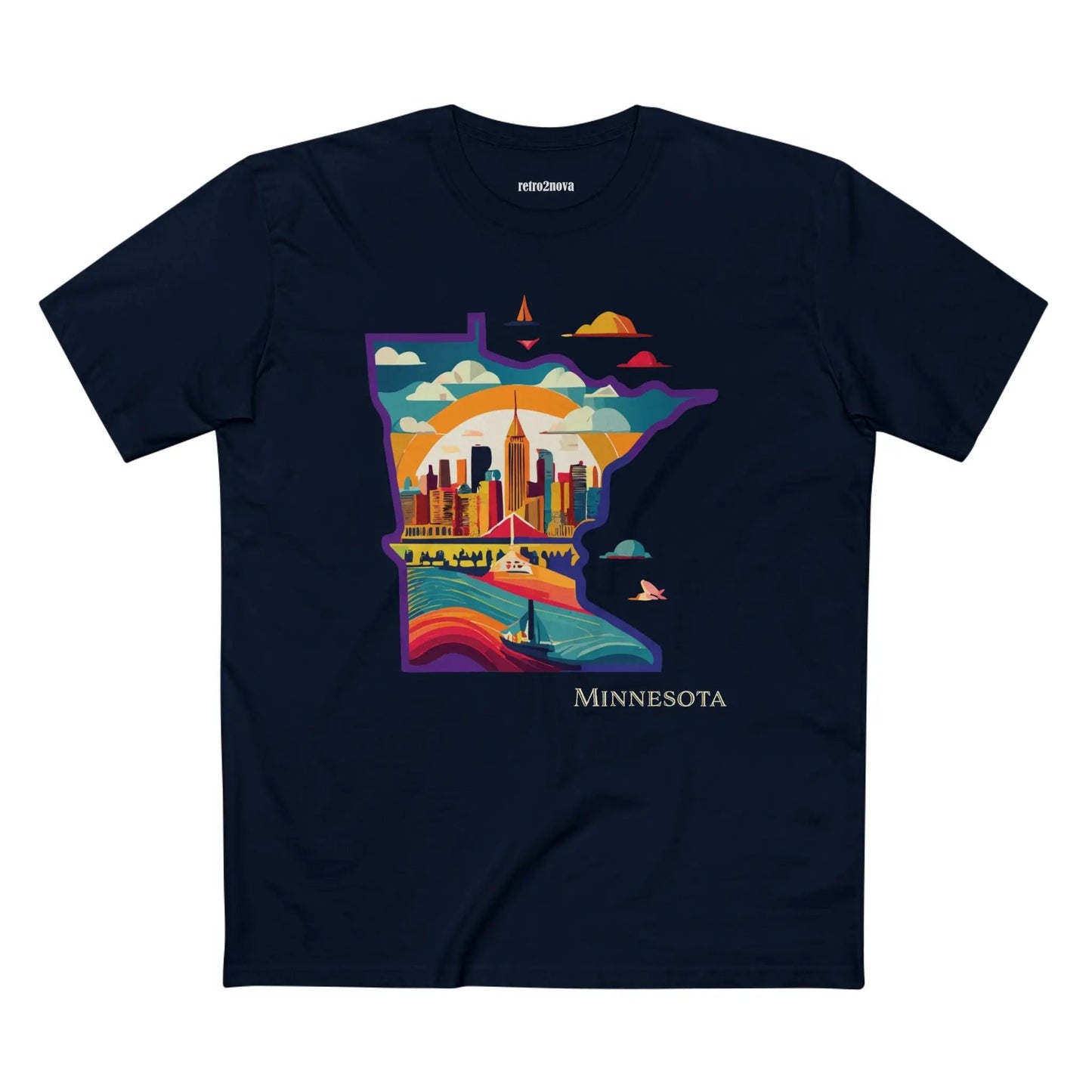 Minnesota State Shirt Unisex Premium Cotton Tee With Original Art Design Retro2Nova