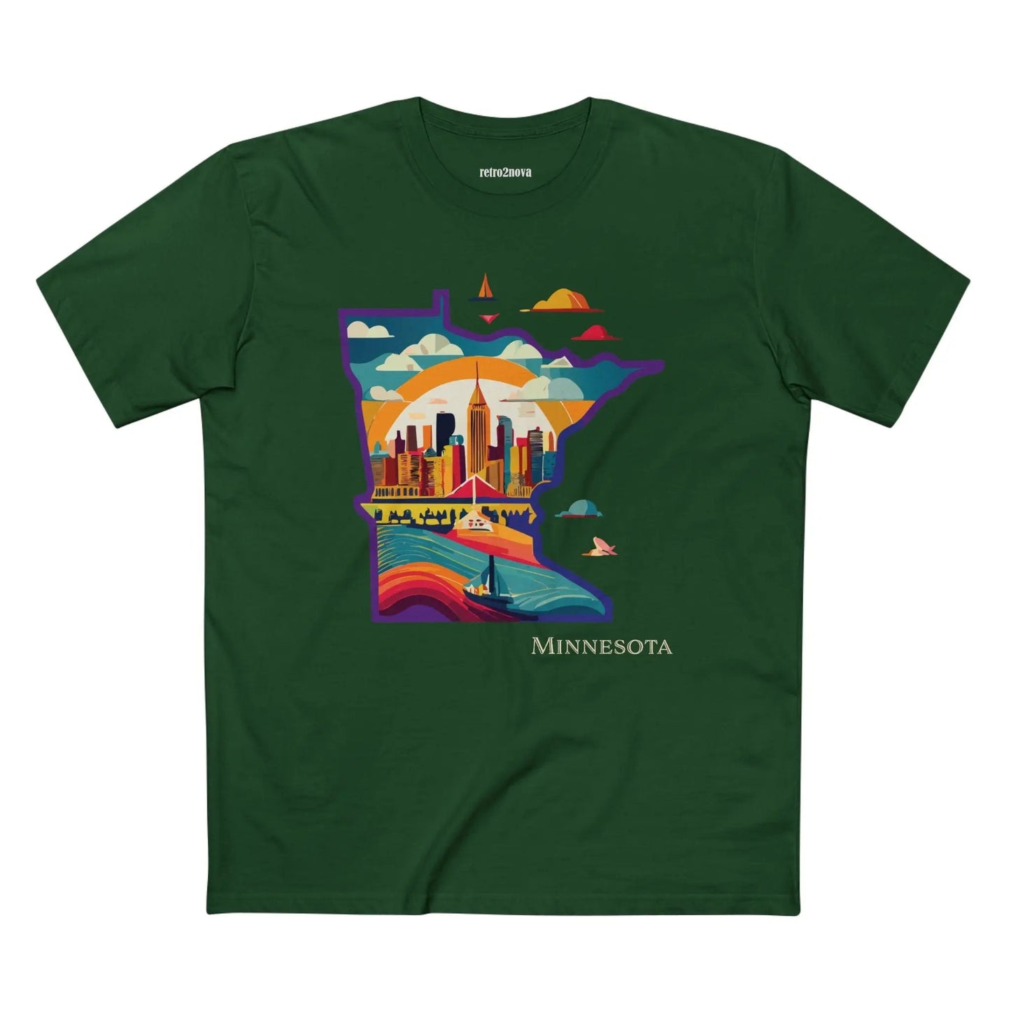 Minnesota State Shirt Unisex Premium Cotton Tee With Original Art Design Retro2Nova