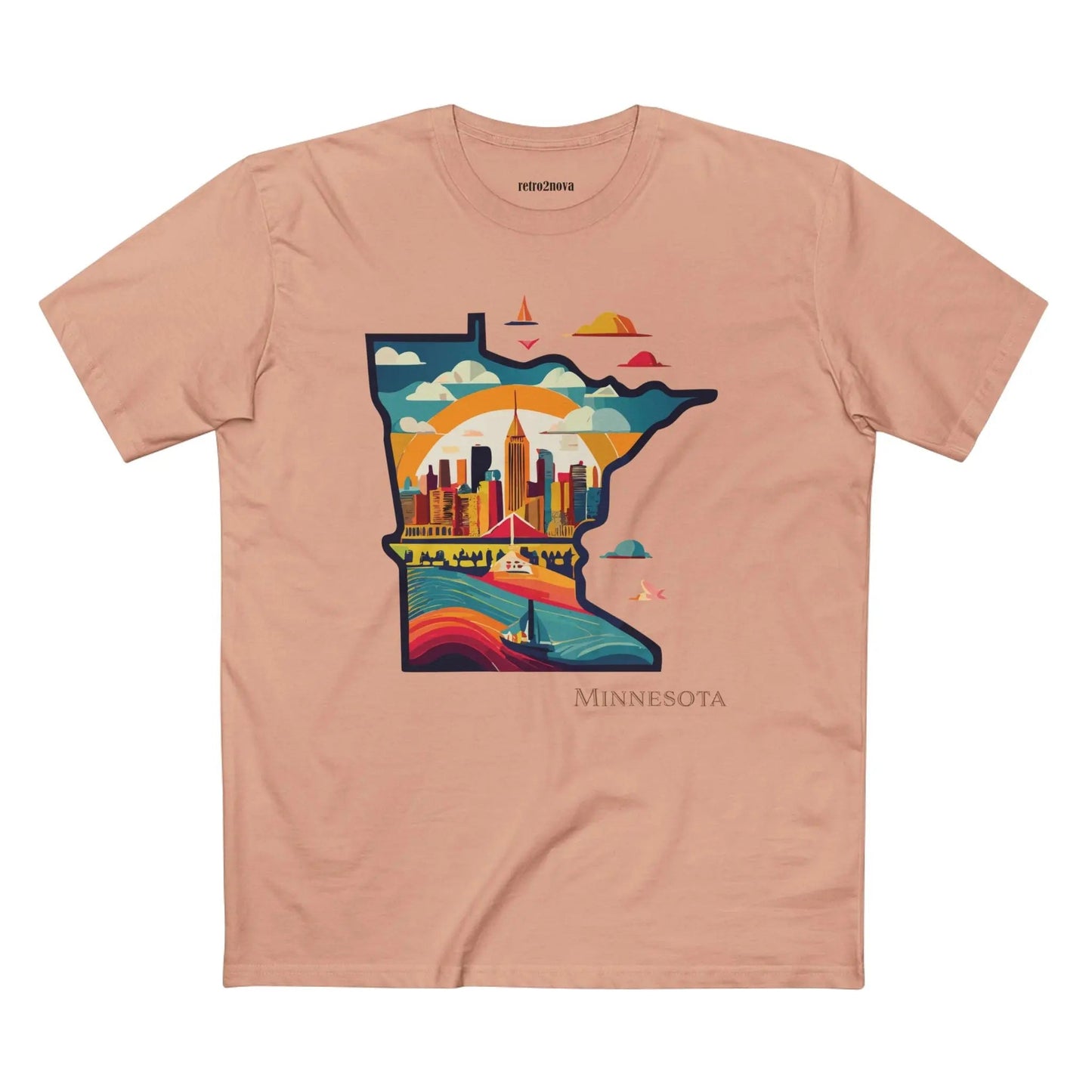 Minnesota State Shirt Unisex Premium Cotton Tee With Original Art Design Retro2Nova