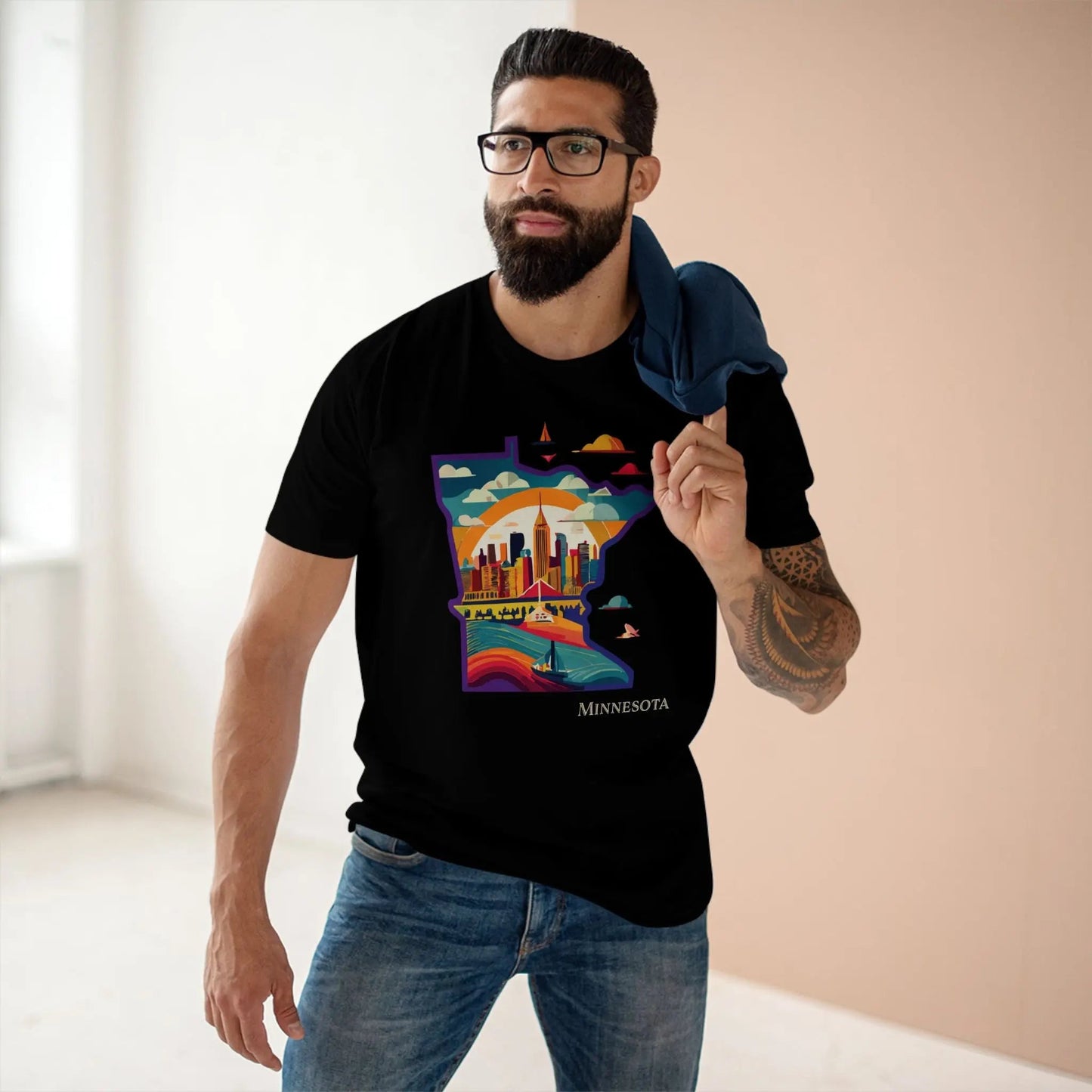 Minnesota State Shirt Unisex Premium Cotton Tee With Original Art Design Retro2Nova