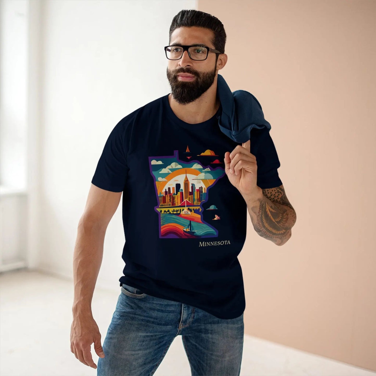 Minnesota State Shirt Unisex Premium Cotton Tee With Original Art Design Retro2Nova