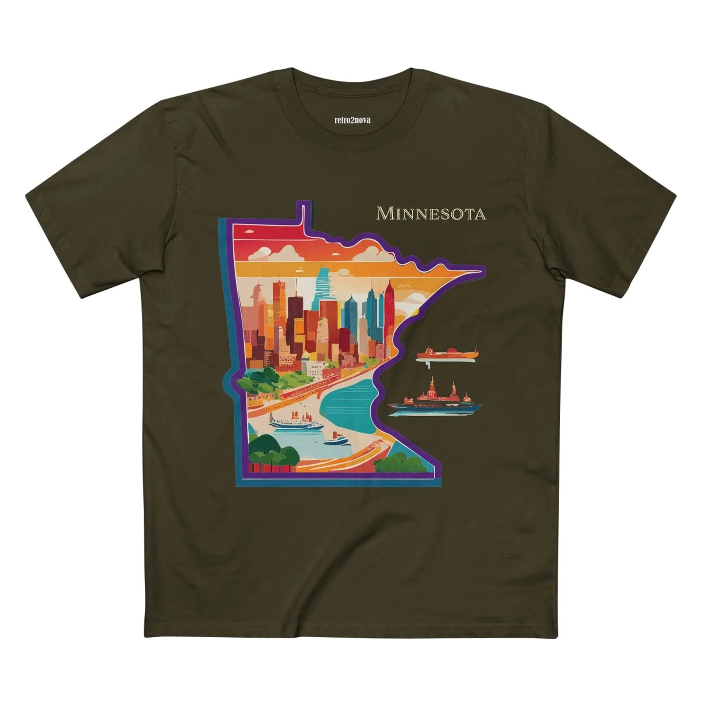 Minnesota Shirt Unisex Premium Cotton Tee With Original Art Design By Retro2Nova Artwork