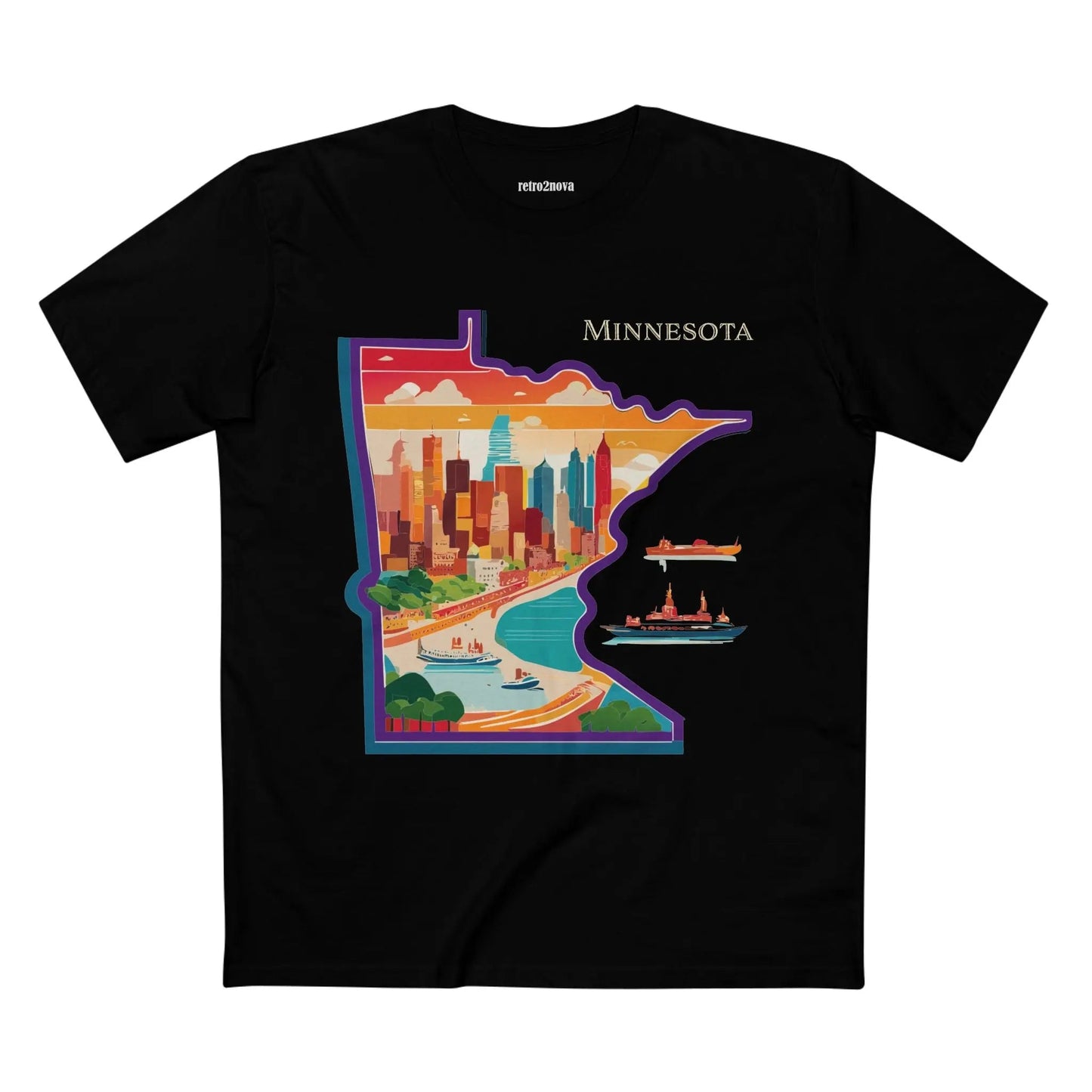 Minnesota Shirt Unisex Premium Cotton Tee With Original Art Design By Retro2Nova Artwork
