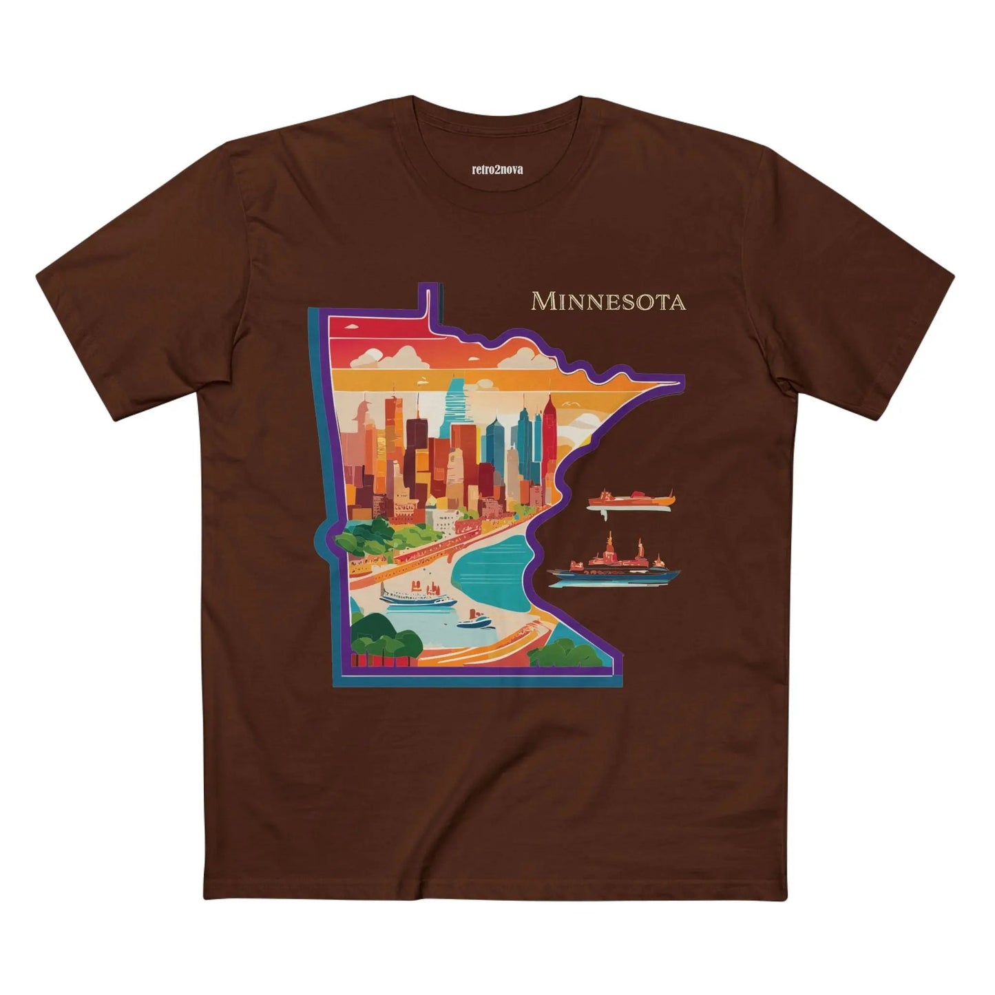 Minnesota Shirt Unisex Premium Cotton Tee With Original Art Design By Retro2Nova Artwork