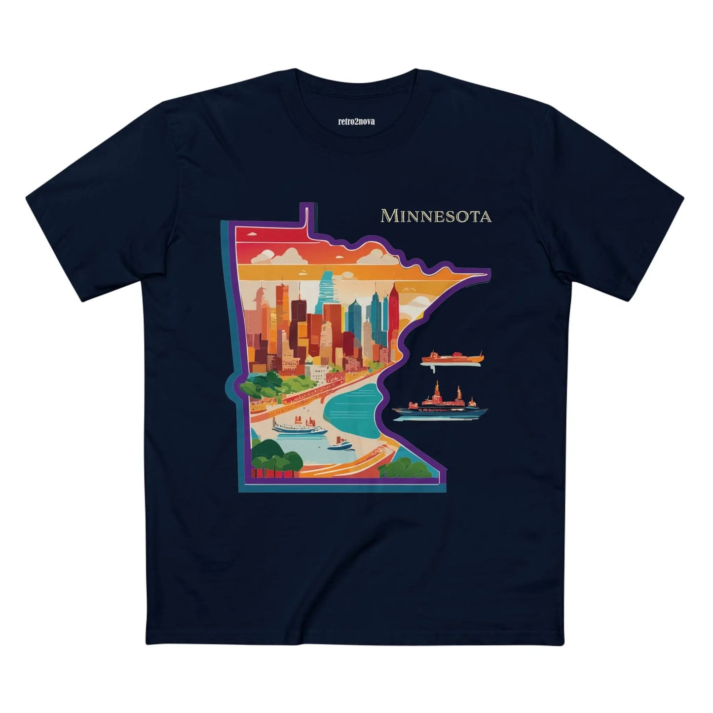 Minnesota Shirt Unisex Premium Cotton Tee With Original Art Design By Retro2Nova Artwork