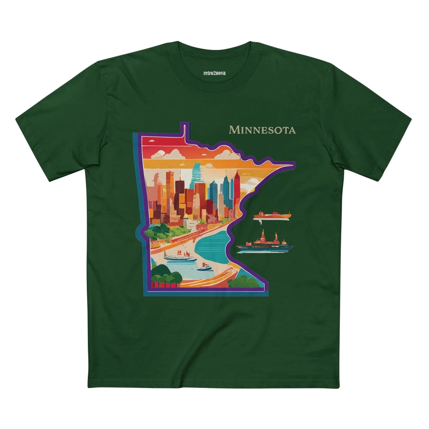 Minnesota Shirt Unisex Premium Cotton Tee With Original Art Design By Retro2Nova Artwork