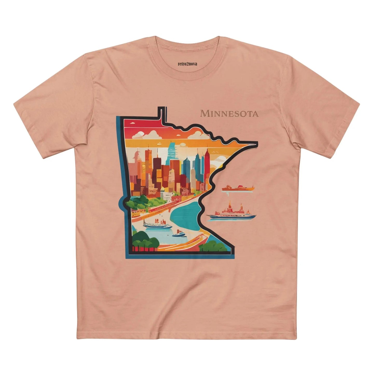 Minnesota Shirt Unisex Premium Cotton Tee With Original Art Design By Retro2Nova Artwork